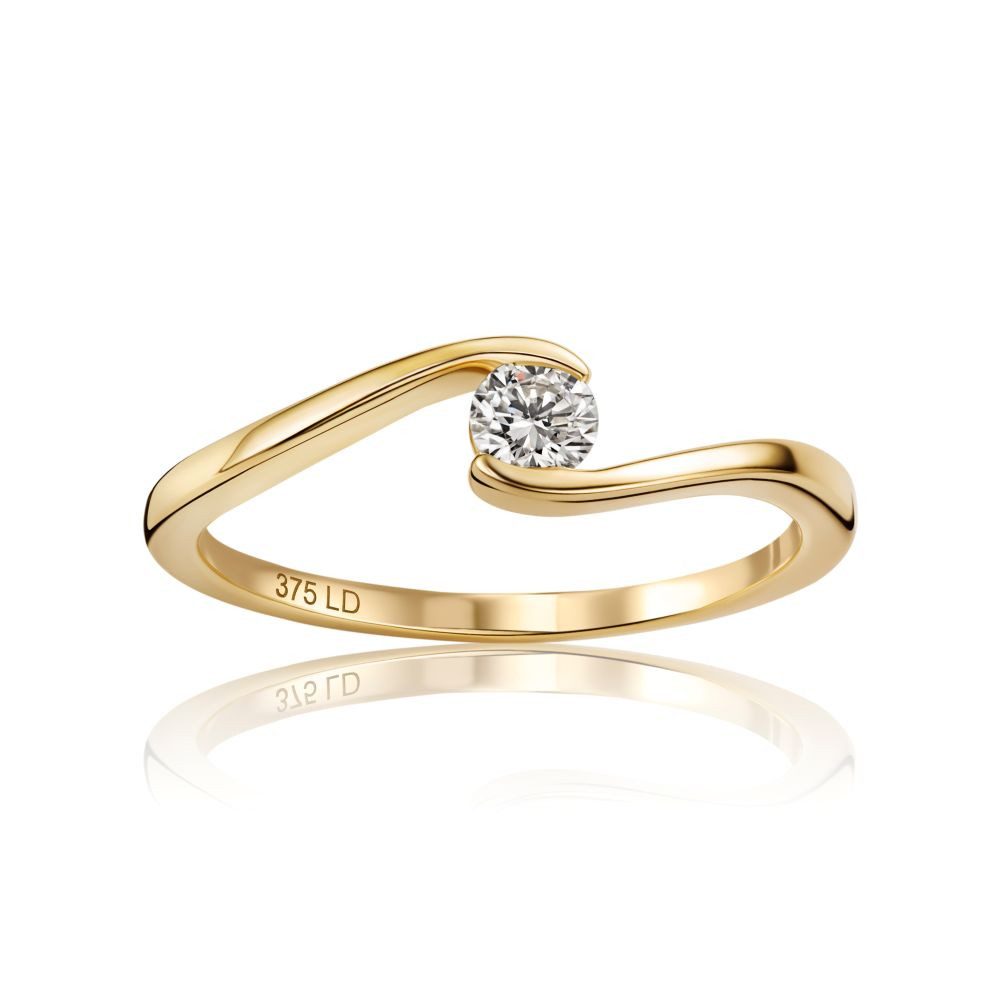 Miore Solitärring für Damen in 9K (375) Gelbgold mit Diamant 0,10 oder 0,16 ct, in Spannfassung - Echtgold