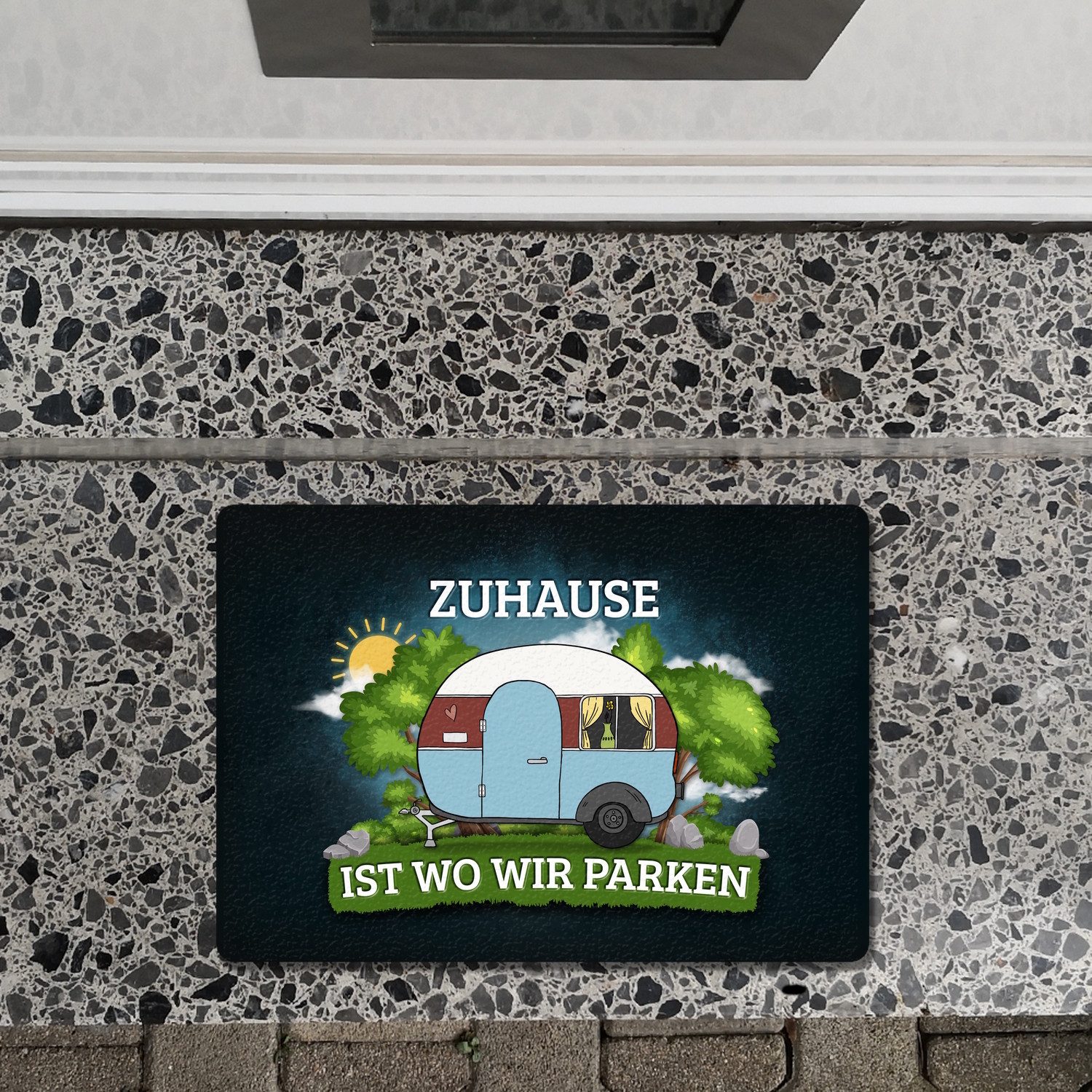 speecheese Fußmatte Zuhause ist wo wir parken Fußmatte randlos mit Camping günstig online kaufen