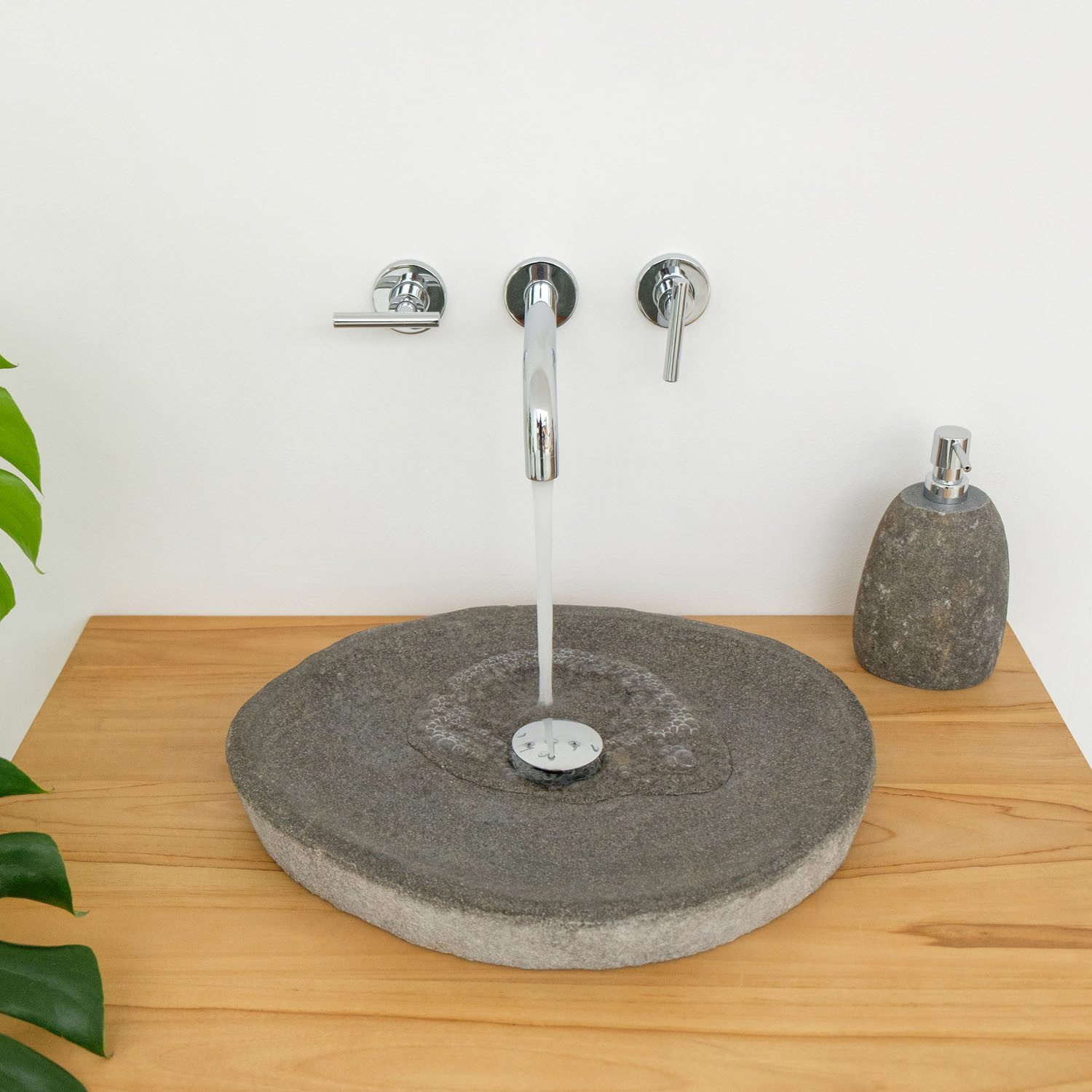 wohnfreuden Aufsatzwaschbecken Naturstein Waschbecken 40 cm extra flach (Kein Set), NEW-4549