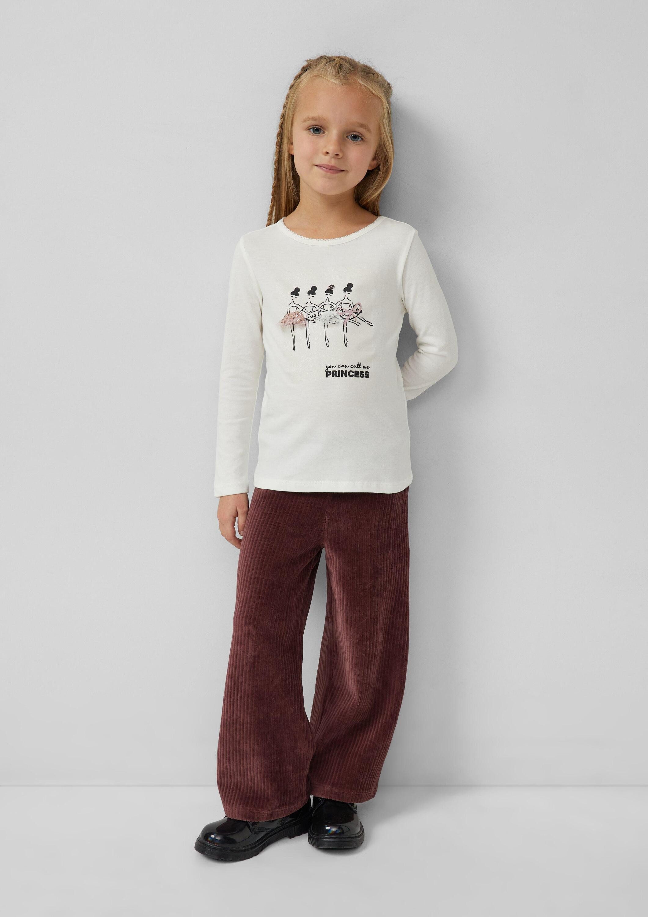 s.Oliver Langarmshirt T-Shirt Langarmshirt mit Pailletten und Applikation