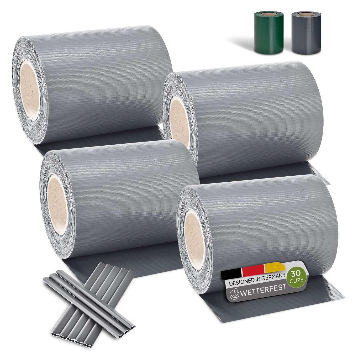 Juskys Sichtschutzstreifen PVC Sichtschutzstreifen 4er Set, Doppelstabmatten Zaun 4er Set á 35m x 19cm, Zaunfolie