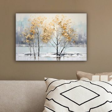 OneMillionCanvasses® Leinwandbild Winter - Bäume - Natur - Acryl - Kunst, (1 St), Wandbild Leinwandbilder, Aufhängefertig, Wanddeko, 30x20 cm