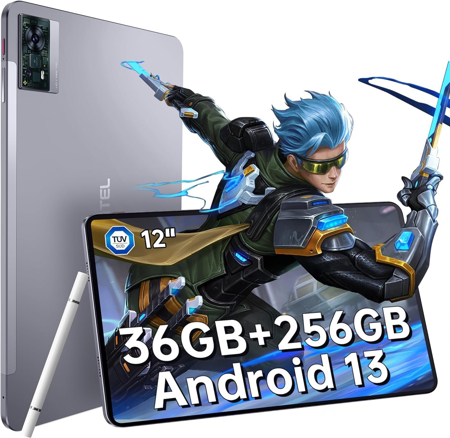 OUKITEL OT5 2K Display Helio G99 36GB RAM Gaming Tablet (12", 256 GB, Andriod 13, mit 11000mAh 16MP+8MP Tablet Dual SIM/5G WiFi/TÜV/GPS Windows Tablet)