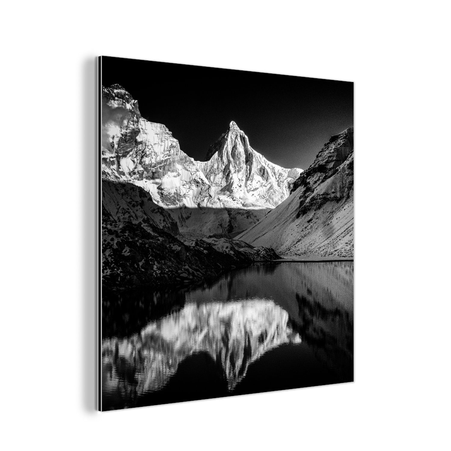 MuchoWow Metallbild Kedartal Fotodruck schwarz/weiß, (1 St), Alu-Dibond-Druck, Gemälde aus Metall, Aluminium deko