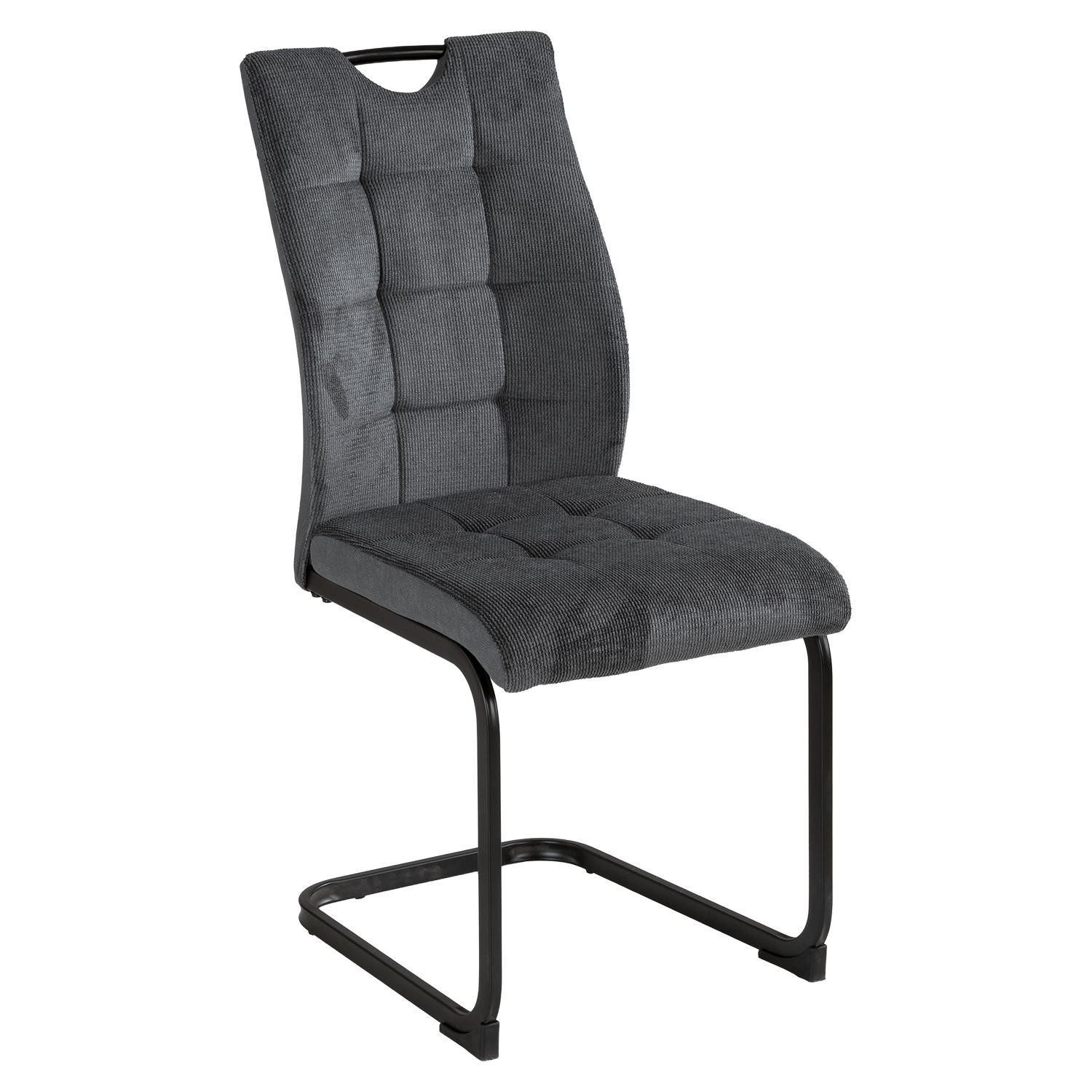 Home4You Freischwinger, Grau, Schwarz, Mikrofaser, Webstoff, Metall, (1 St), B 44 x H 96 x T 59 cm