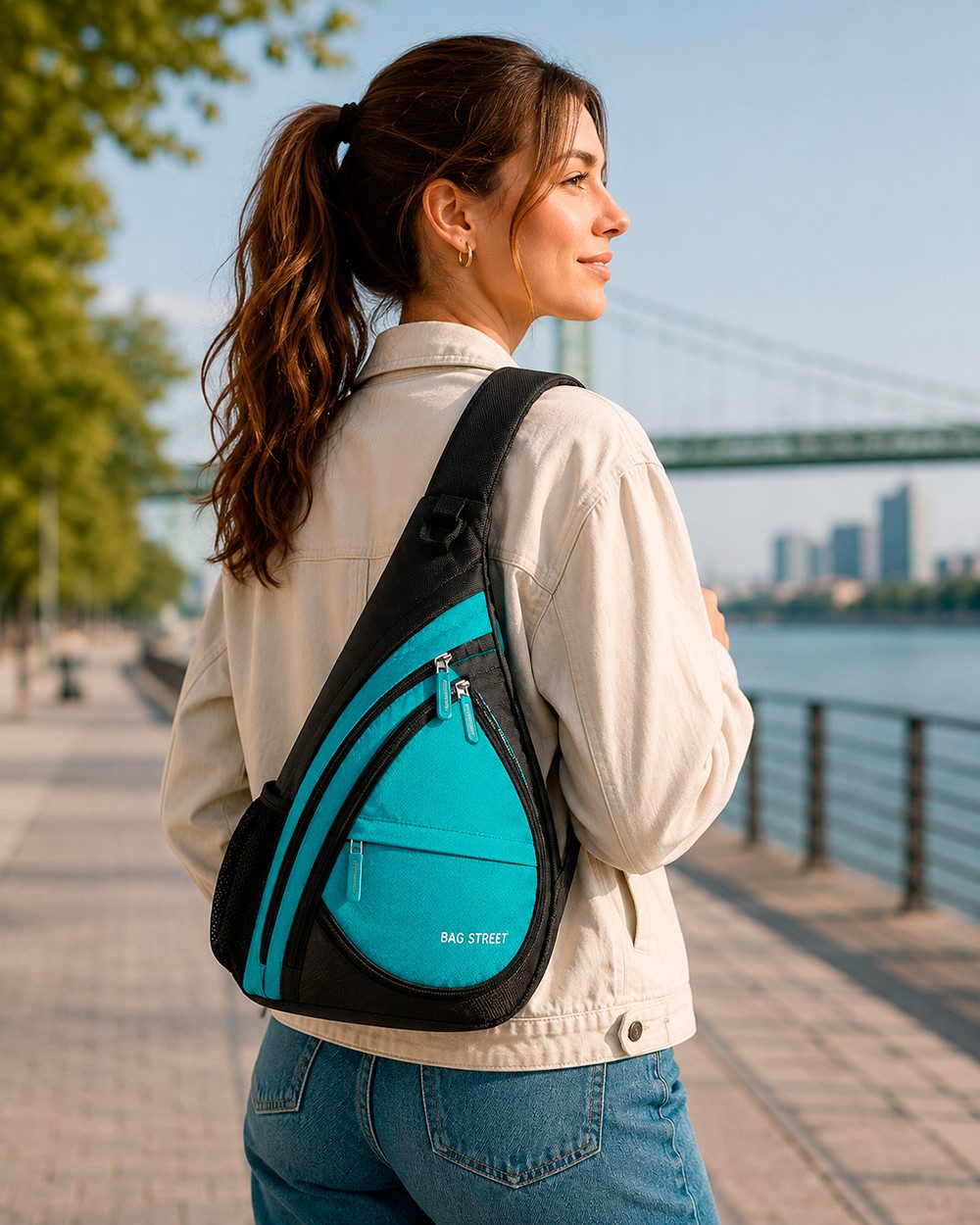 BAG STREET INTERNATIONAL Daypack Sling Bag Crossbody Schulterrucksack mit Sicherheitsfach Leicht Alltag