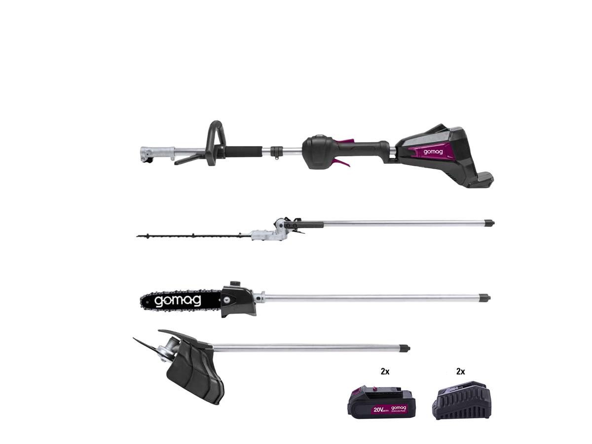 Gomag Garten-Multifunktionsgerät GO-GMG400BL 2x 2,0 Ah Akku + 2x Ladegeräte, 4-in-1, Set, 8-St.