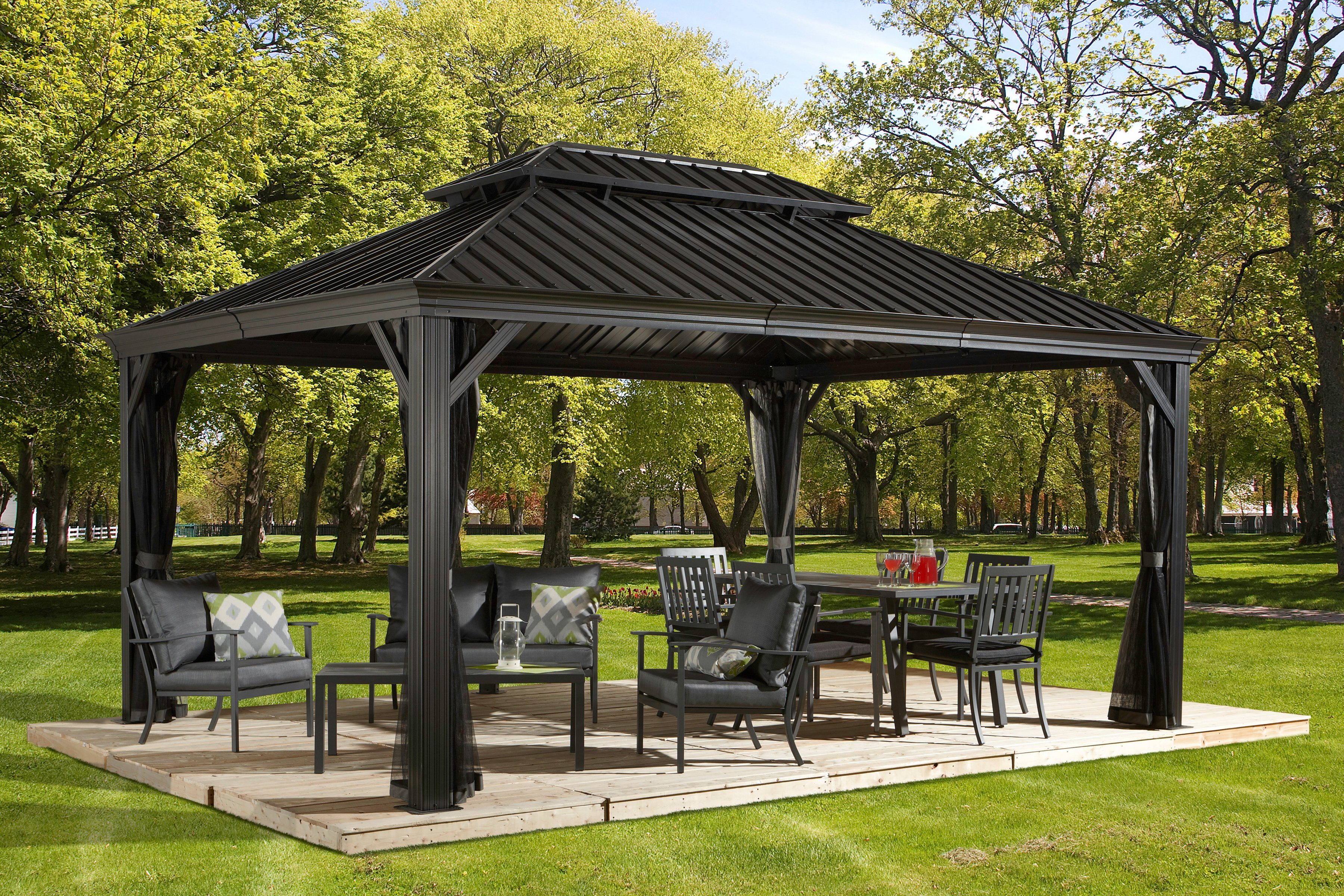 Sojag Pavillon Gazebo Messina, (Set), BxT: 363x483 cm, inkl. Moskitonetze