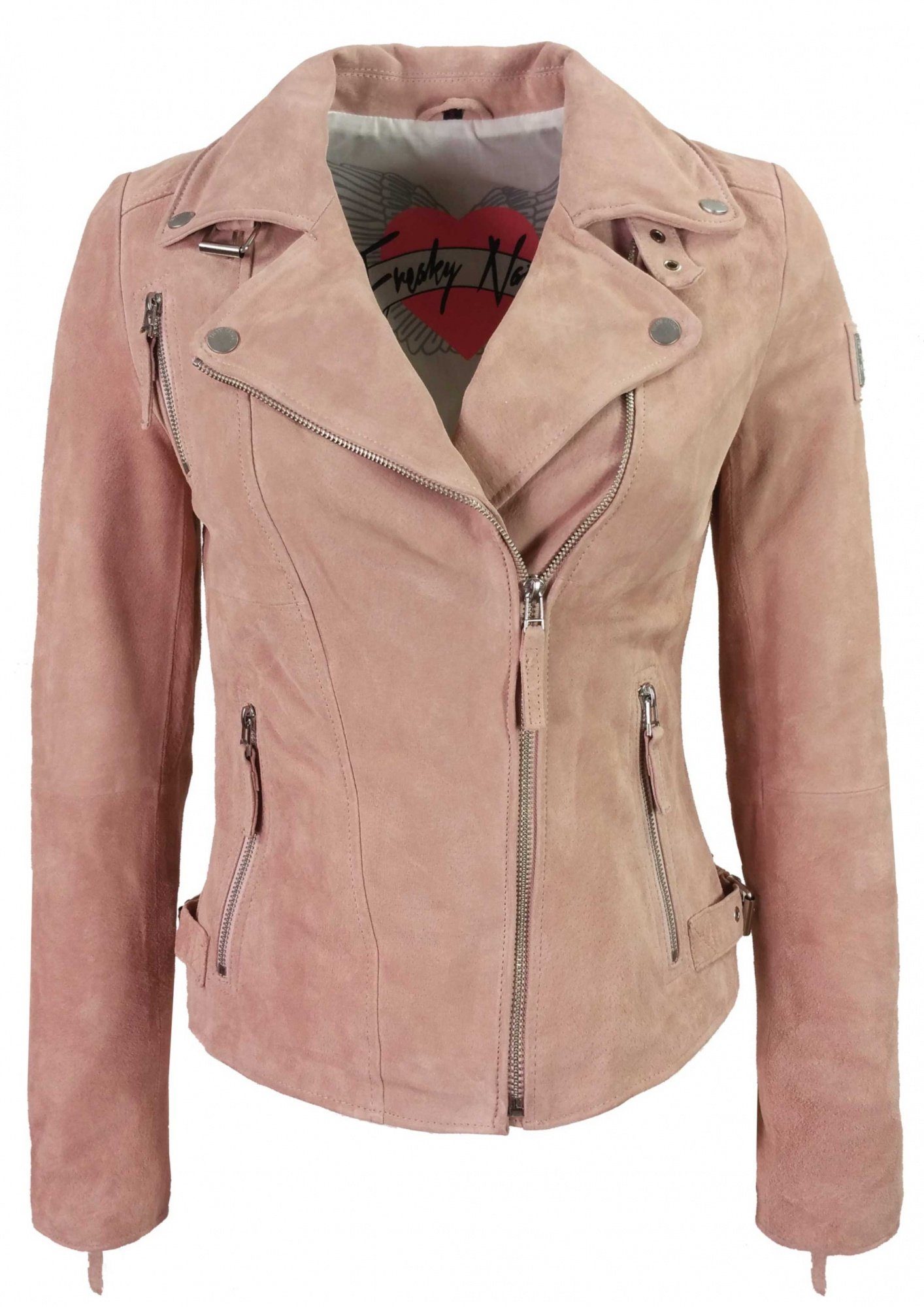 Freaky Nation Lederjacke, Freaky Nation - Damen Lederjacke Bikerjacke  Veloursleder Biker Princess rosa