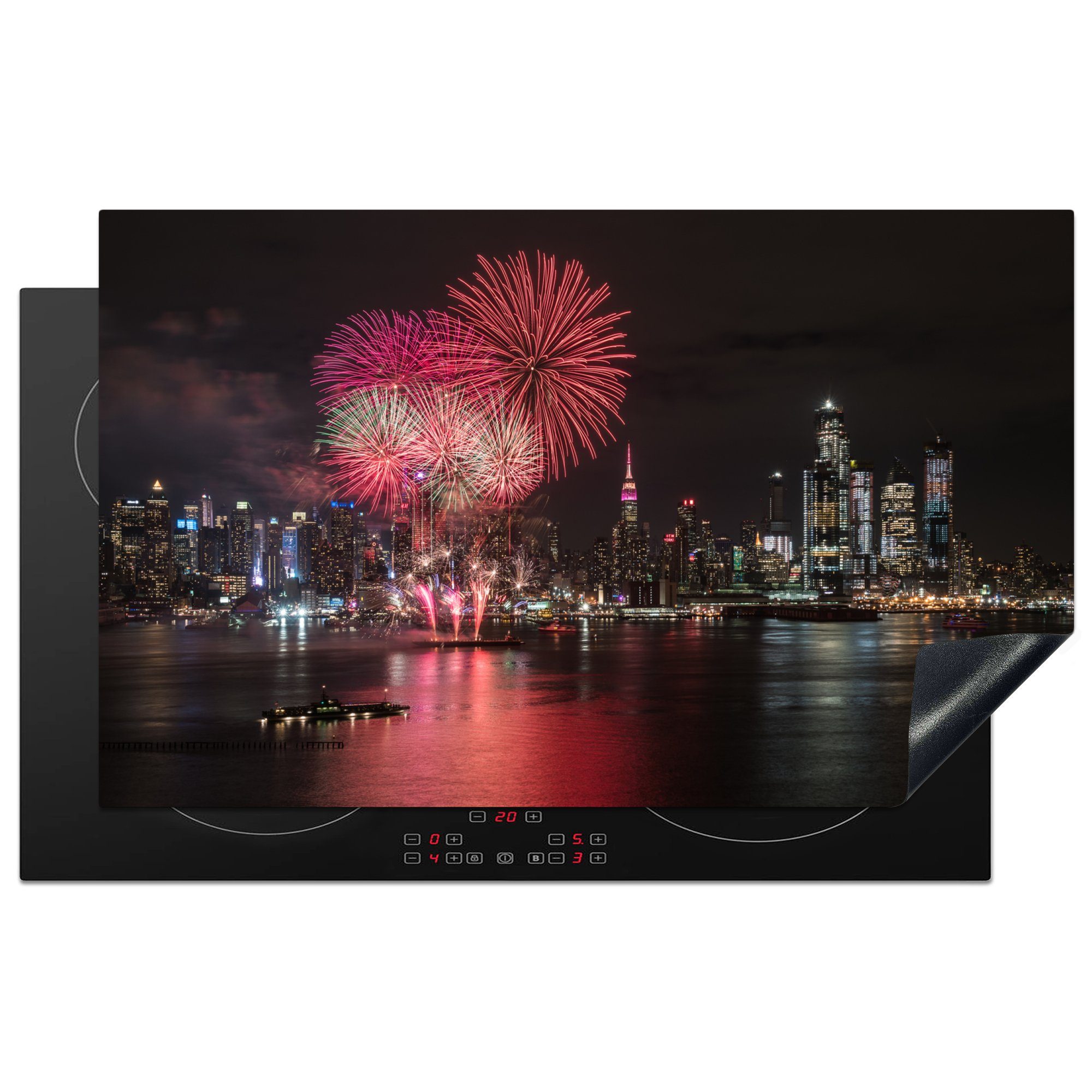 MuchoWow Herdblende-/Abdeckplatte Feuerwerk in New York, Vinyl, (1 tlg), 83x51 cm, Ceranfeldabdeckung, Arbeitsplatte für küche