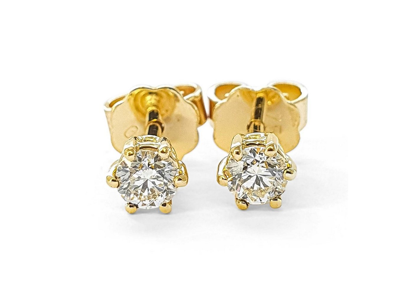 Webgoldschmied Paar Ohrstecker Diamant Ohrstecker 750 Gold mit 2 Diamanten Brillanten 0,40 F/IF