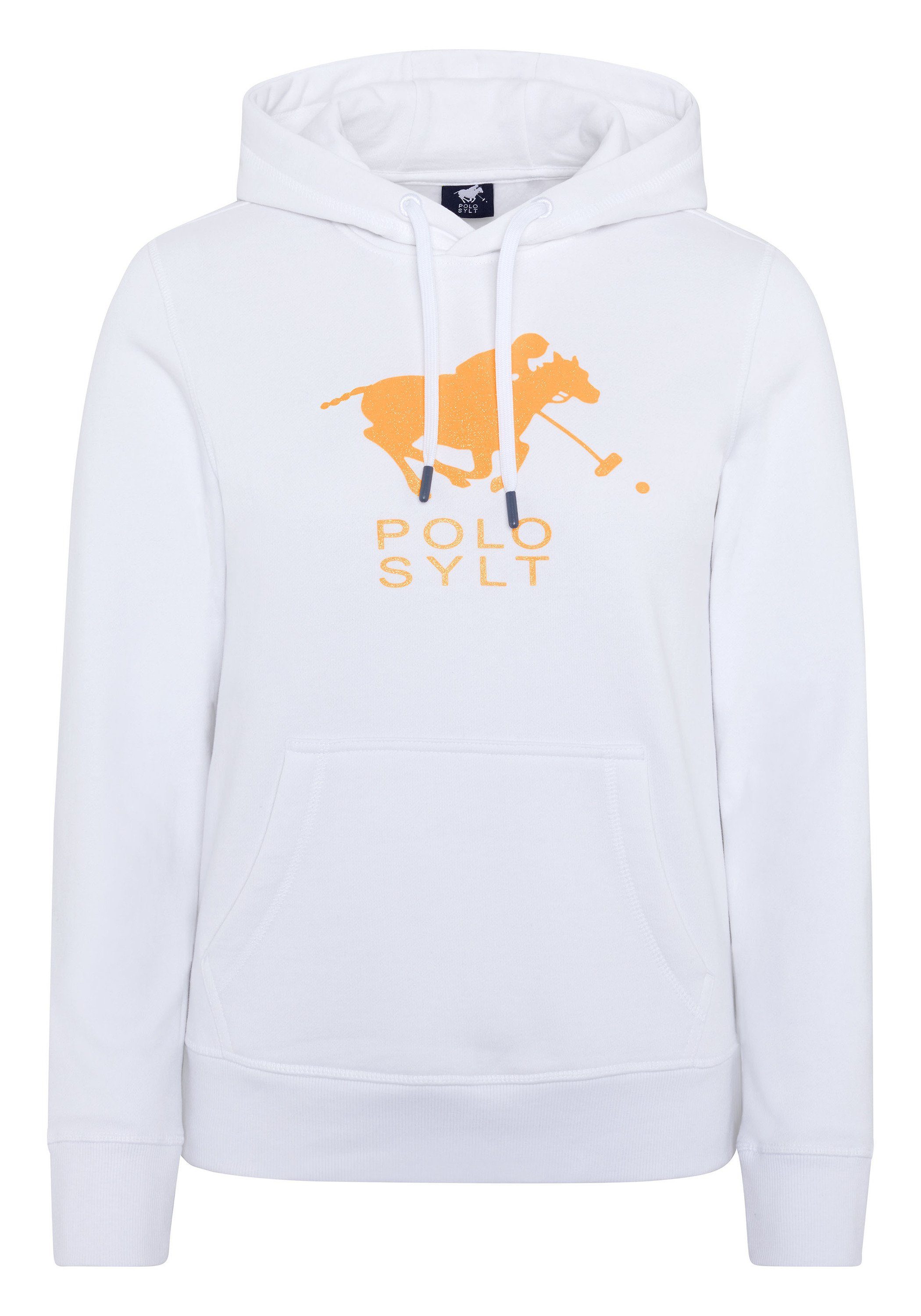 Polo Sylt Kapuzensweatshirt mit Polo Sylt Frontprint Bright White