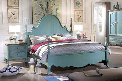 JVmoebel Schlafzimmer-Set Amerikanisch Bett mit 2x Nachttische Schlafzimmer-Set 3 tlg. Sofort, (3-St), Made in Europa