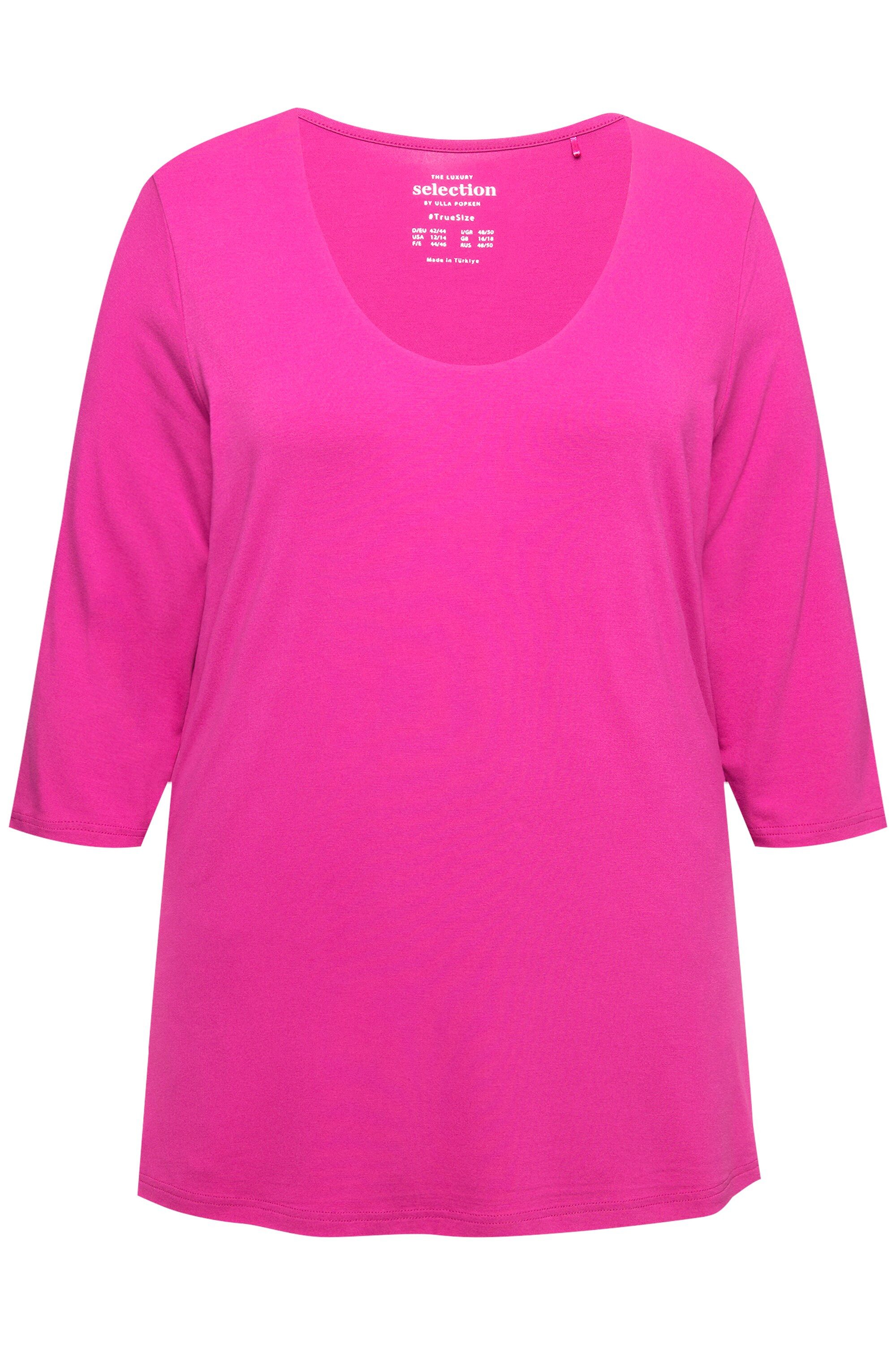 Ulla Popken T-Shirt Shirt tiefer Rundhalsausschnitt günstig online kaufen
