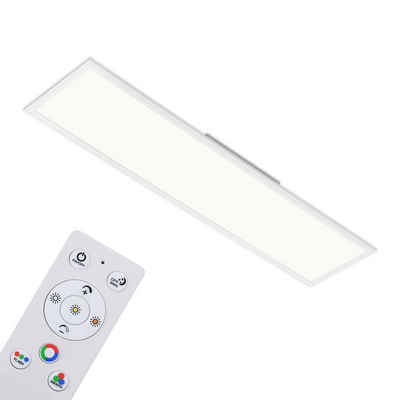 Briloner Leuchten LED Panel 7154-016, CCT Farbtemperatursteuerung, Fernbedienung, dimmbar, ultraflach, Nachtlicht, Timer, Speicherfunktion, LED fest verbaut, Farbwechsler, Kaltweiß, Neutralweiß, Tageslichtweiß, Warmweiß, Deckenlampe, 119,6x29,6x6,5cm, Weiß, 40W, Wohnzimmer, Schlafzimmer