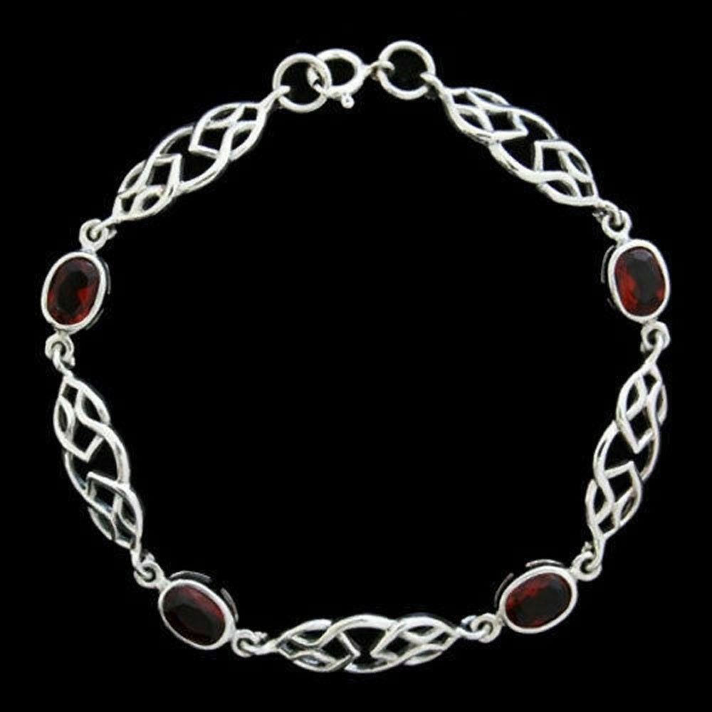 keltisch Silberarmband Keltischer HOPLO Steinen Muster Silber Knoten roten Armkette 925er