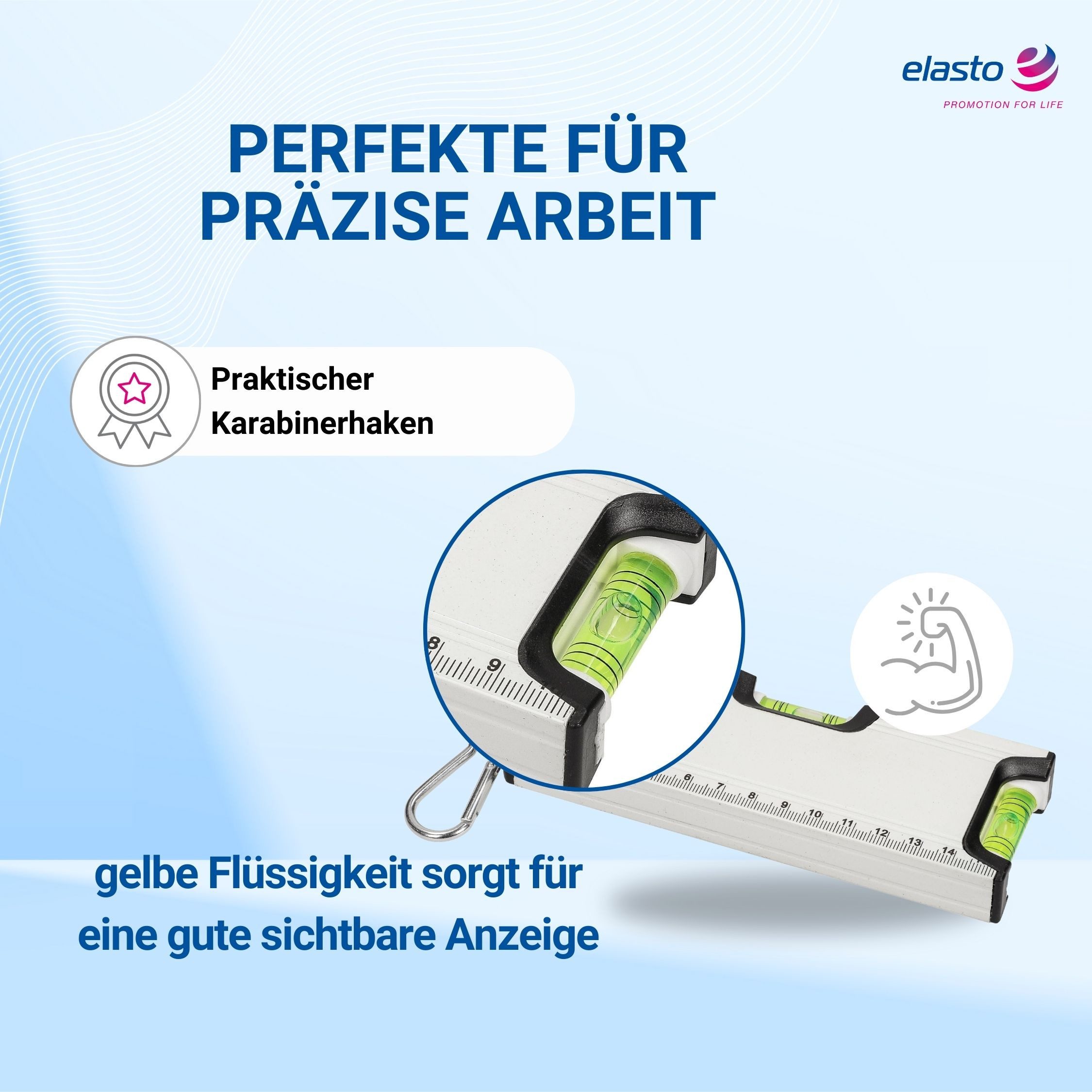 elasto Wasserwaage Magnetische Mini Wasserwaage 15,5 cm mit Karabiner – Bild 4 von 5