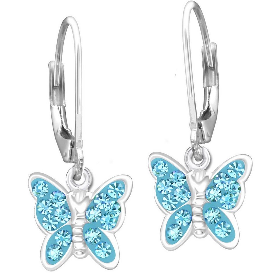 Limana Paar Ohrhänger Mädchen Kinder hängende Ohrringe echt 925 Sterling  Silber Schmetterling