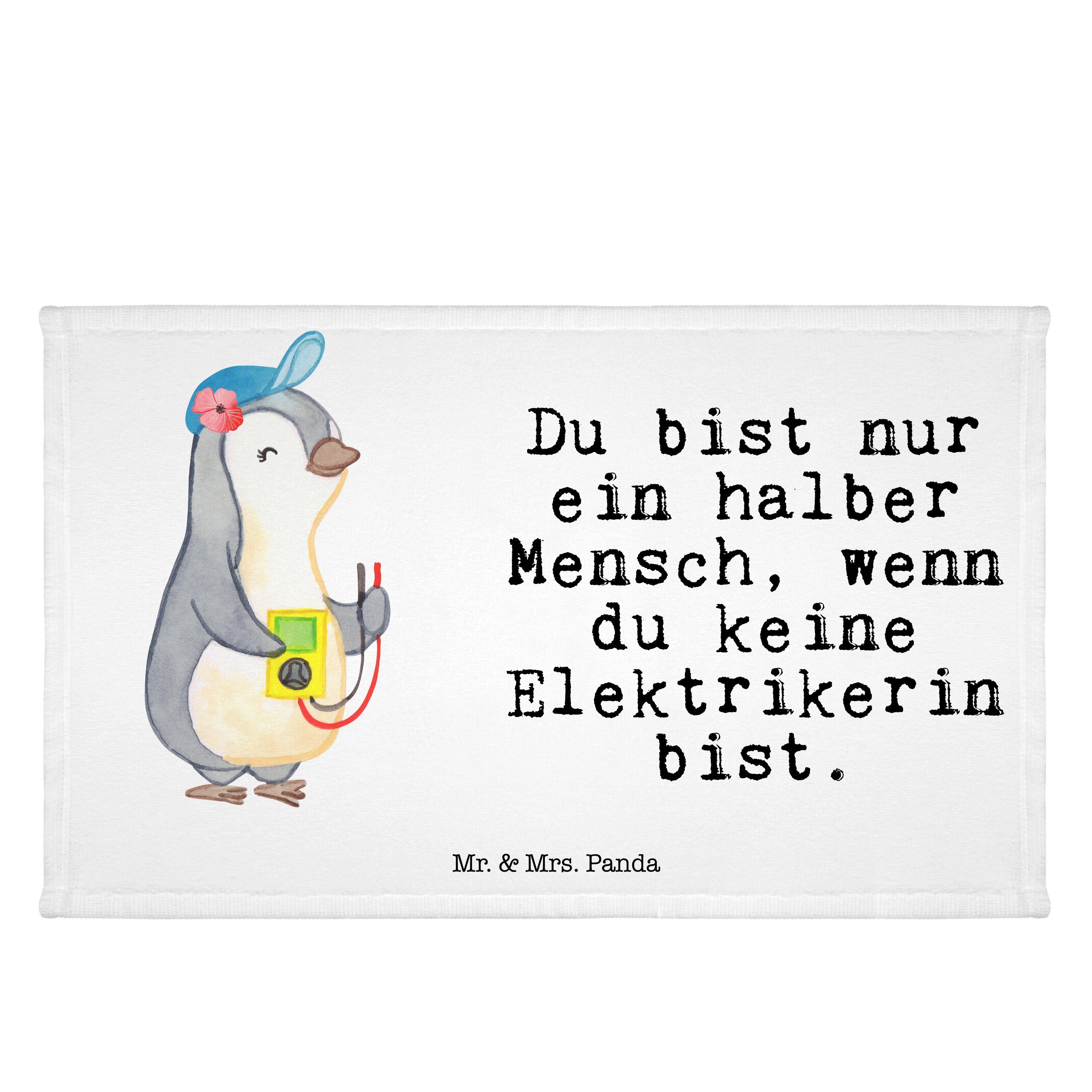 Mr. & Mrs. Panda Handtuch Elektrikerin mit Herz - Weiß - Geschenk, Sport Handtuch, Gesellenprüf, (1-St)