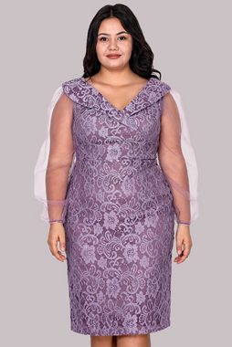 Modabout Abendkleid Damen Midikleid Sommerkleid für große Größen - NELB0588D5093LİL (1-tlg)
