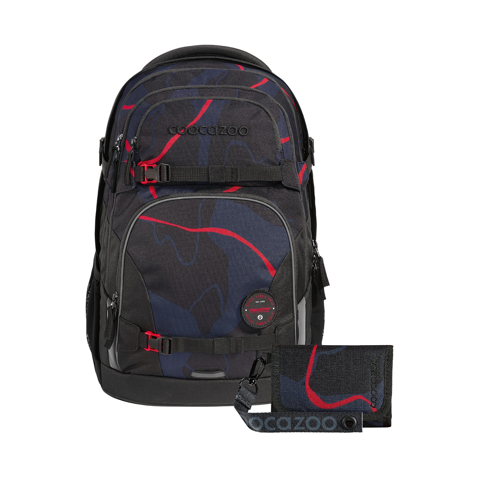 coocazoo Schulranzen PORTER Lava Lines 2-teilig, ergonomisch, 2-teilig (2-tlg)