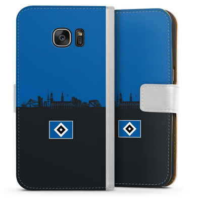 DeinDesign Handyhülle HSV Hamburg Skyline HSV Skyline Blau Schwarz, Samsung Galaxy S7 Hülle Handy Flip Case Wallet Cover Handytasche Leder
