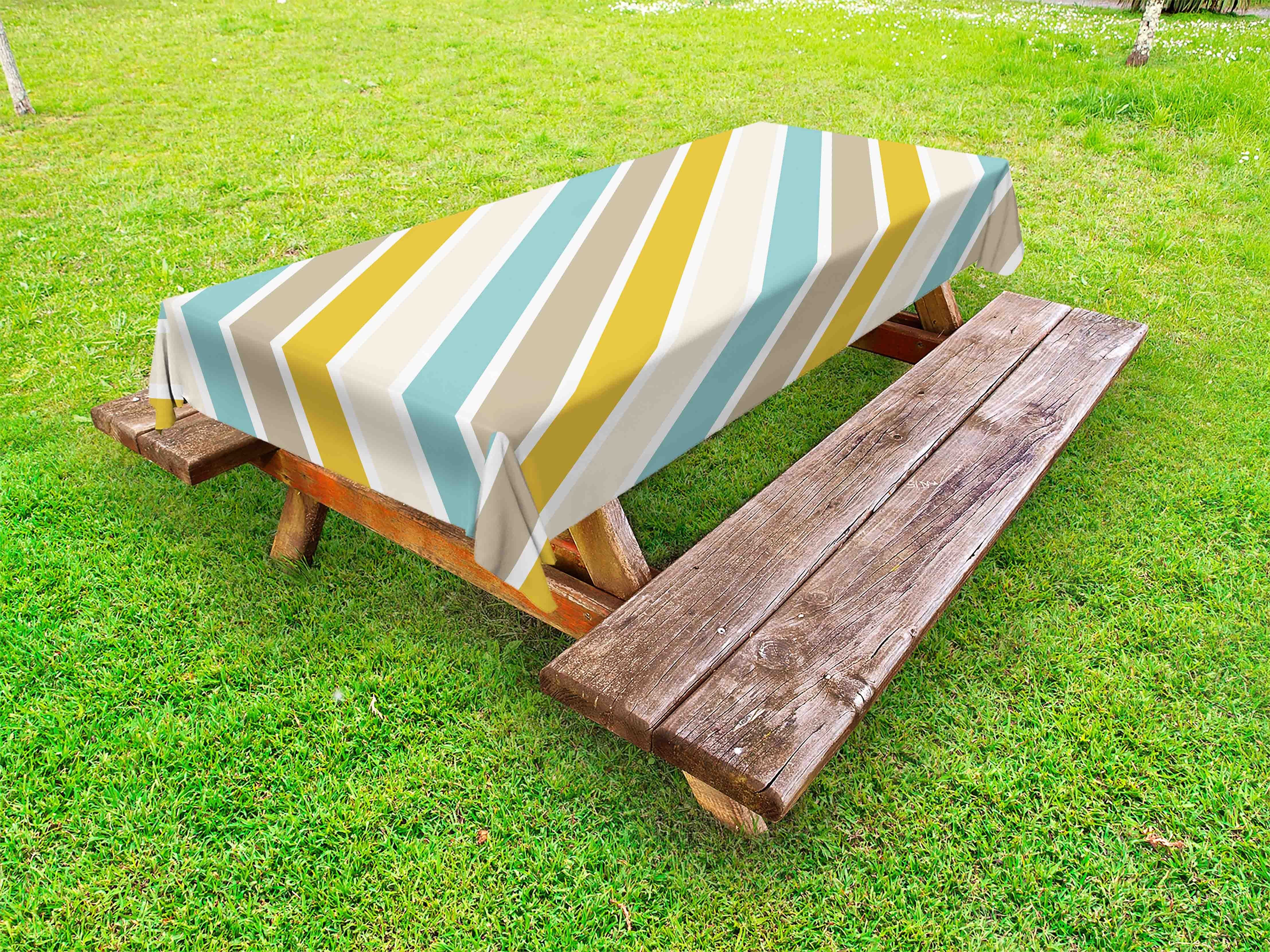 Abakuhaus Tischdecke dekorative waschbare Picknick-Tischdecke, Abstrakt Einfache bunte Streifen