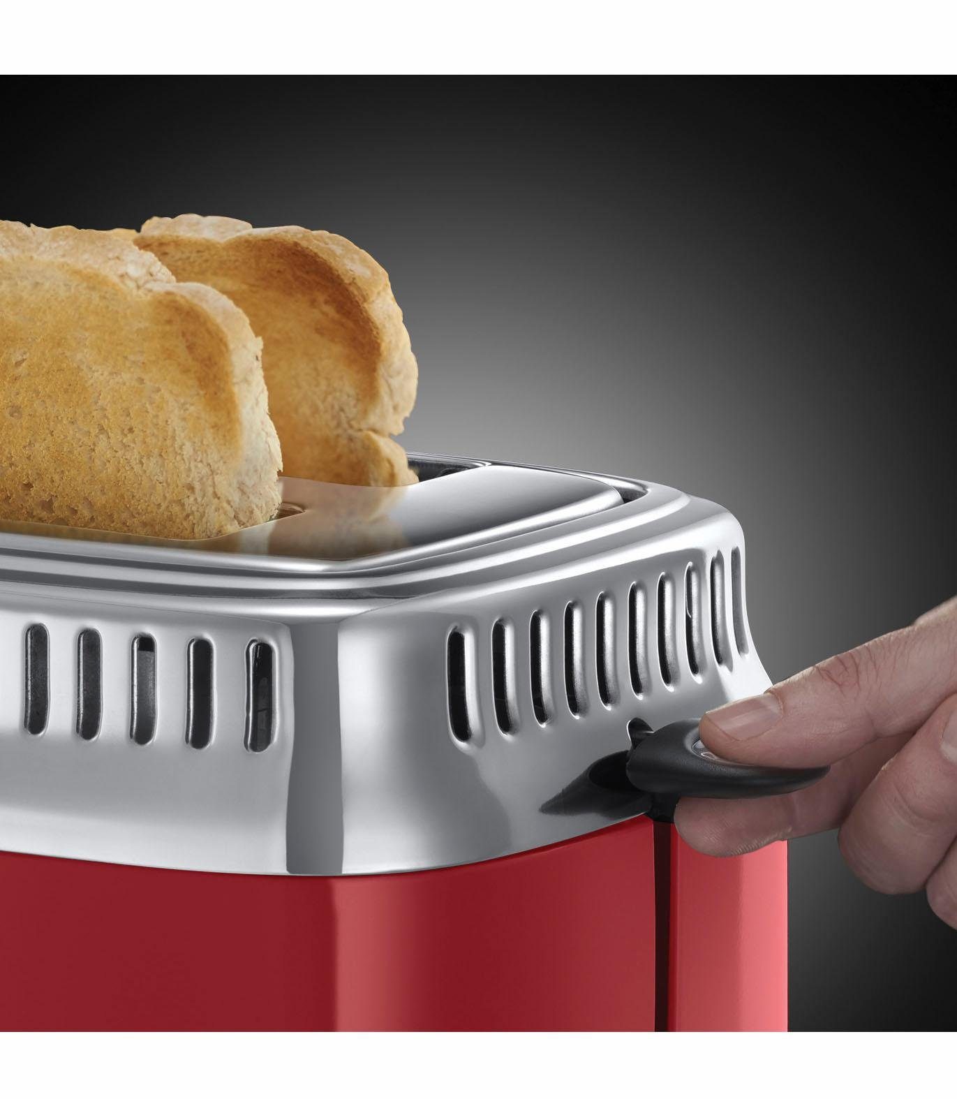 RUSSELL HOBBS Red 1300 Toaster kurze W, Rot Ribbon Retro 21680-56, 2 Schlitze