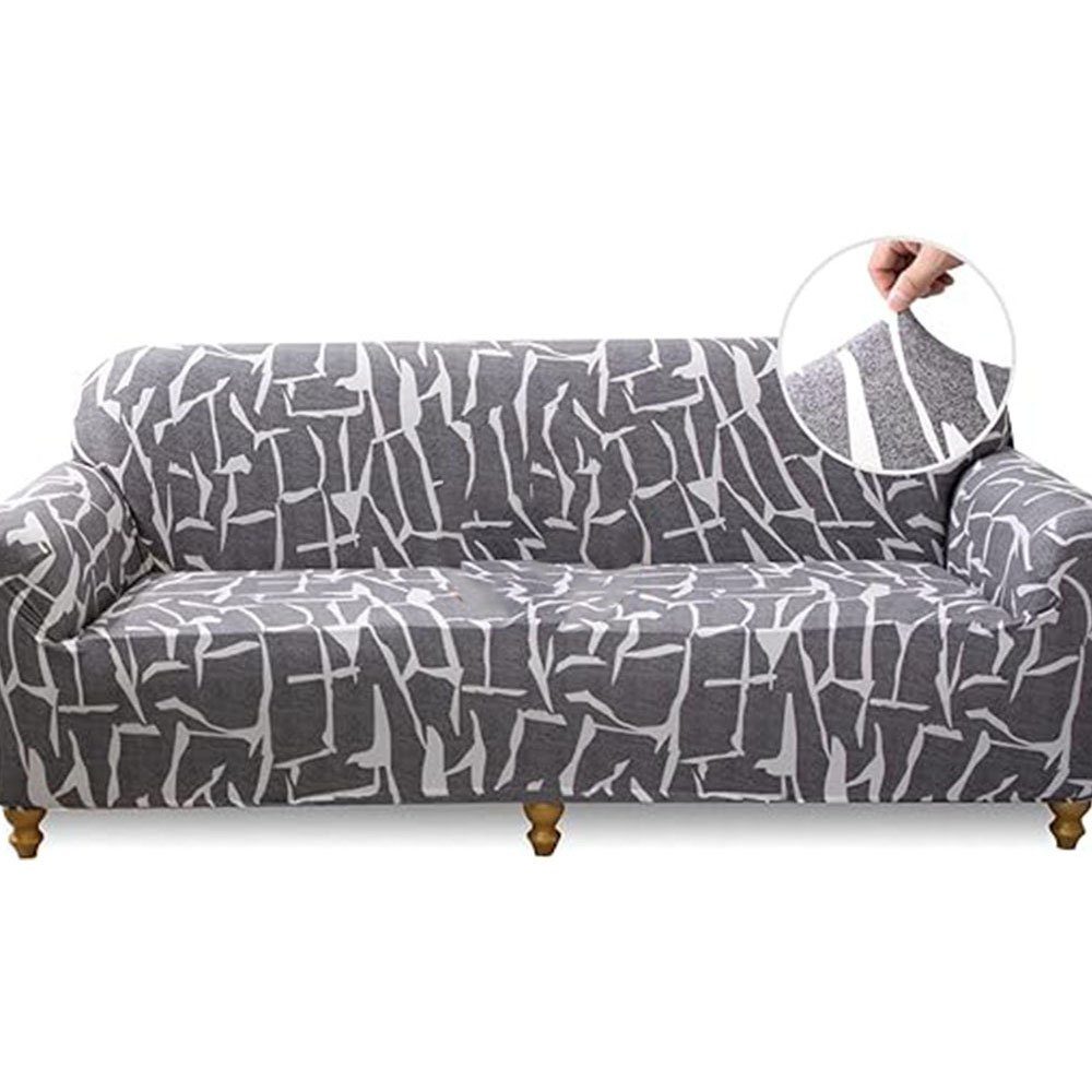 Sofahusse Sofabezug Stretch Hellgrau, geeignet für Doppelsofas von 145–185 cm, FELIXLEO