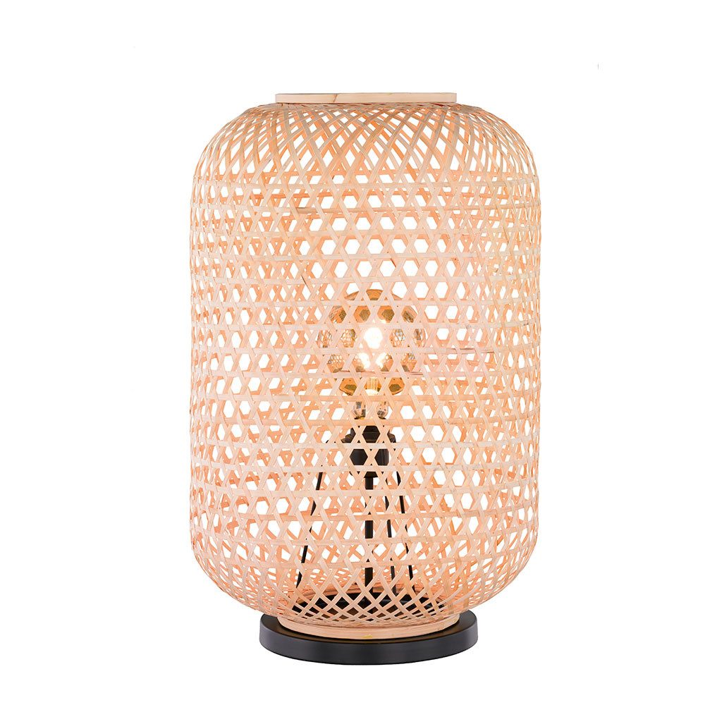 FISCHER & HONSEL Tischleuchte, Leuchtmittel nicht inklusive, Tischleuchte Bambusgeflecht Tischlampe Beistellleuchte Boho E27