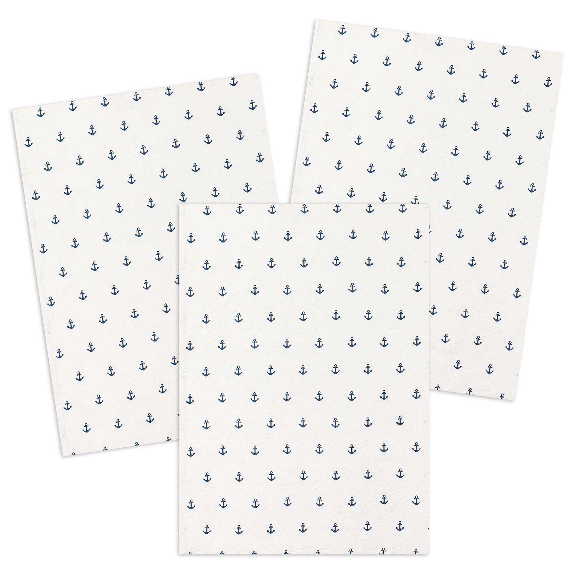 Kracht Geschirrtuch Anker, (Set, 3-tlg., Set), 3er Pack Geschirrtücher (3 Stück), ca. 50x70cm, Halbleinen bedruckt