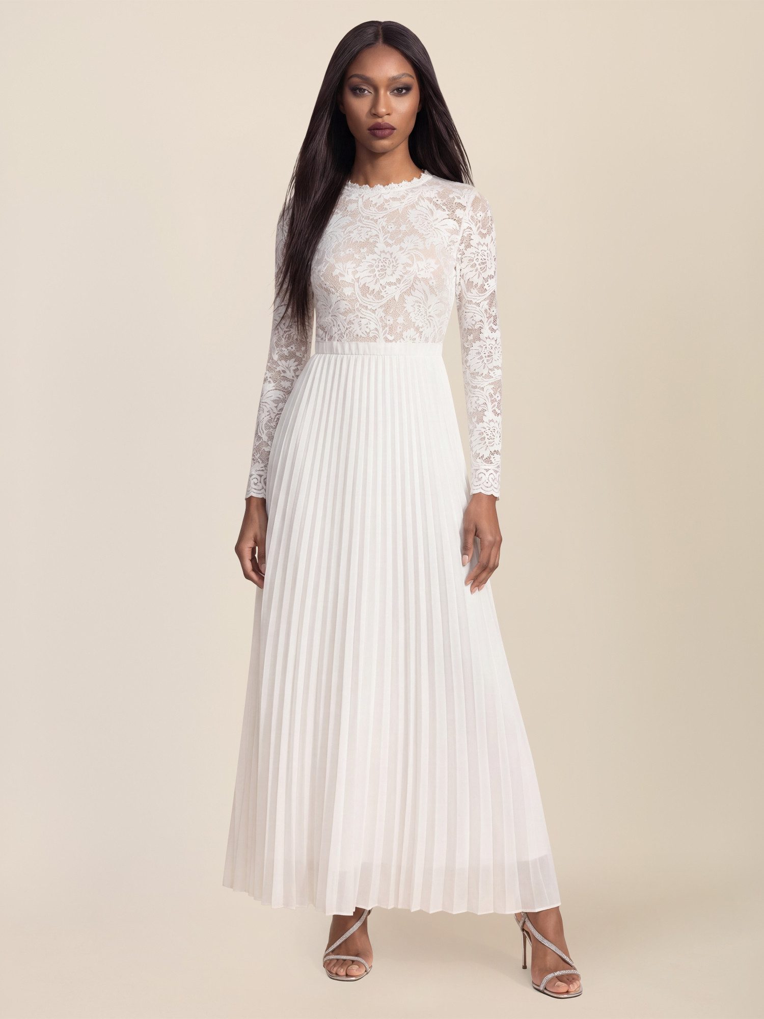 Apart Abendkleid Spitzenkleid mit Plissee-Rock