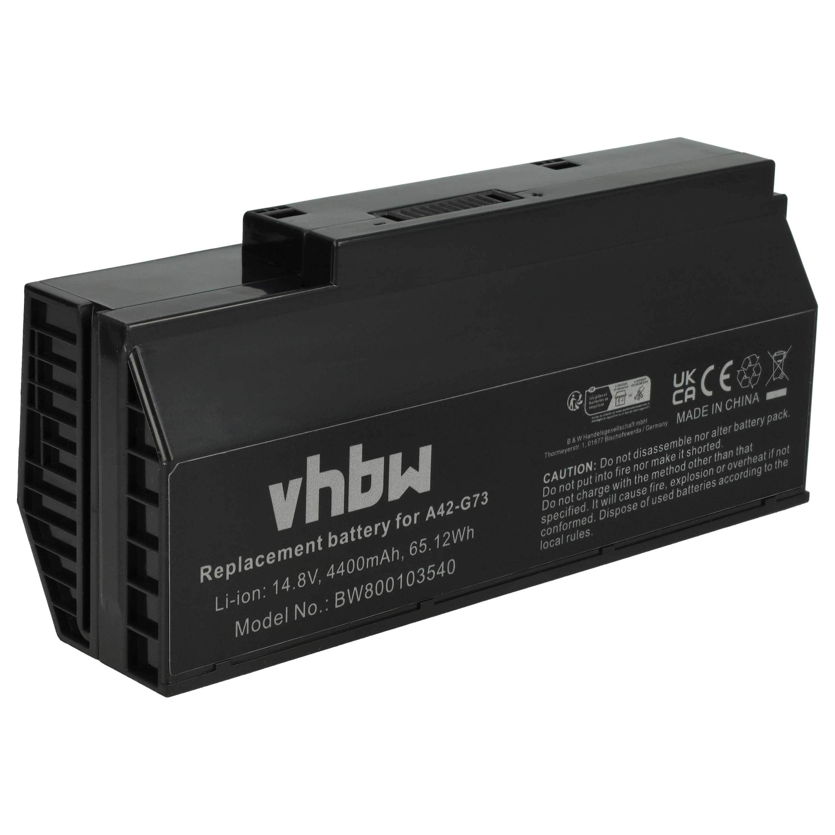vhbw Akku passend für Asus G73J, G73GW, G53, G73JW, G73JH, G53SX, G73G, Laptop-Akku Akku Li-Ion 4400 mAh (14,8 V, 1 St), Leistungsfähiger Austausch-Akku für Notebook, Wiederaufladbar, Jede