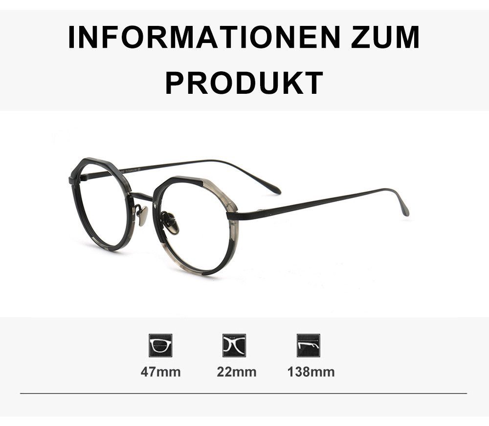 PACIEA Brillengestell Damen Herren Rundrahmen Titan Ultraleicht Mode Mehrfarbig