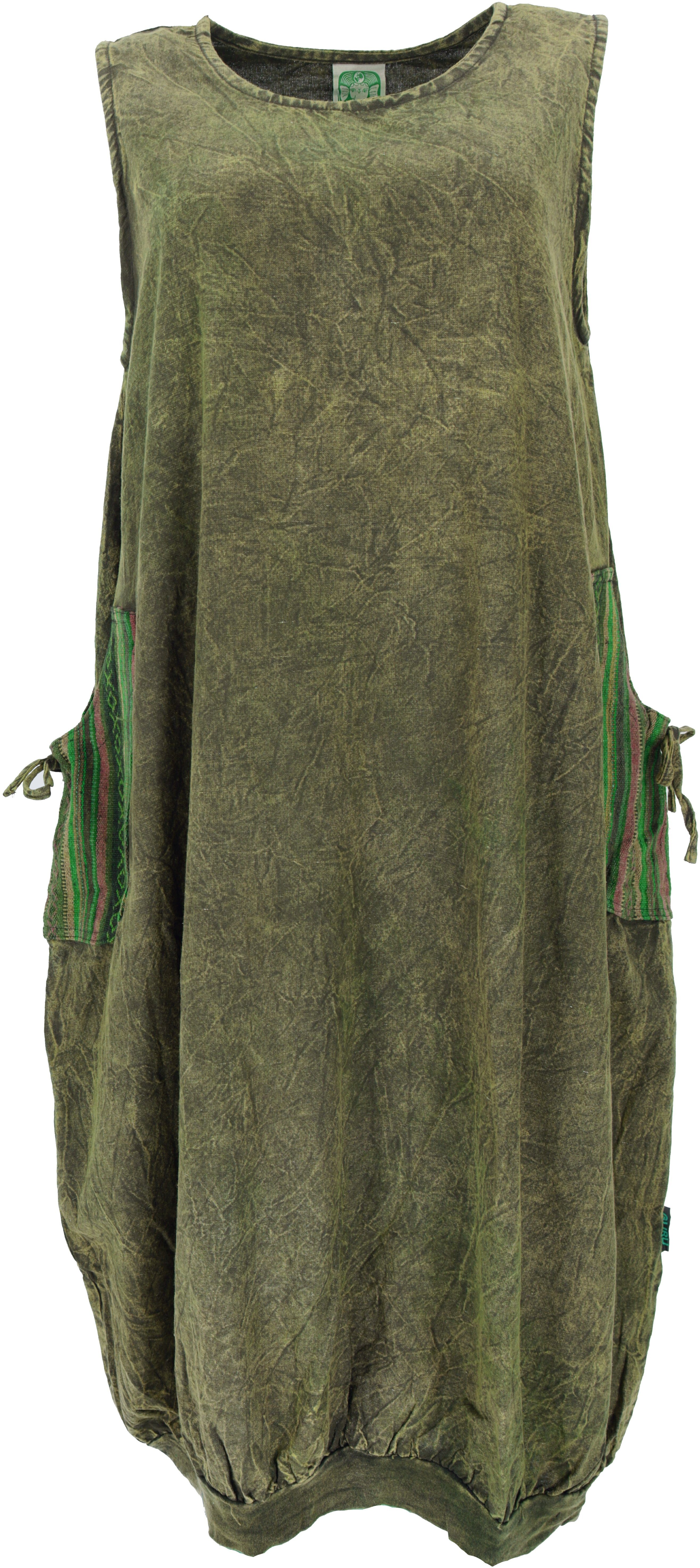 Guru-Shop Midikleid Boho Sommerkleid, Maxikleid aus Baumwolle - grün alternative Bekleidung