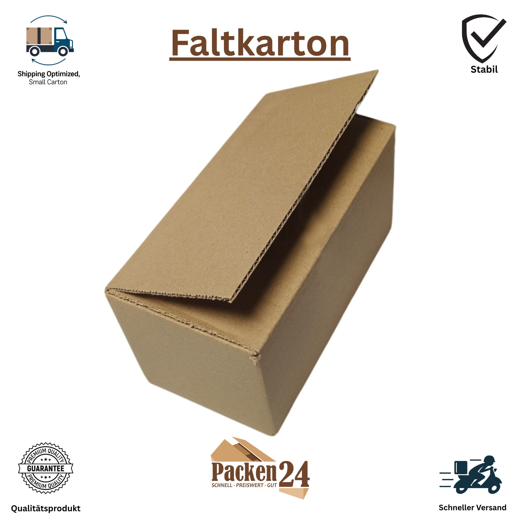 Packen24 GmbH Versandkarton Faltkarton 200 x 100 x 100 mm Versandkarton einwellig