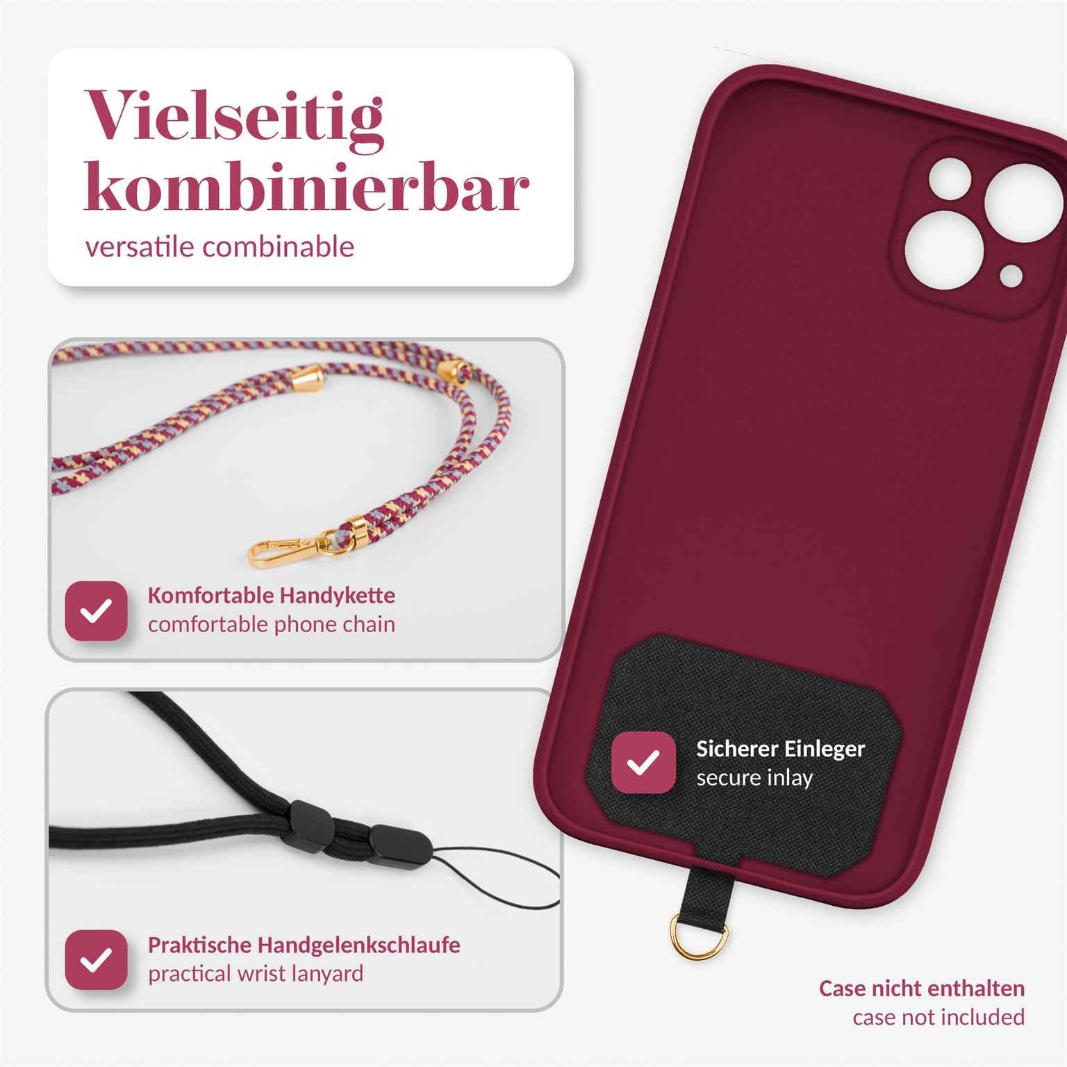moex Handykette für Sony Xperia 1 VI Handyband ohne Hülle Unleash Rot 6,5 Zoll, Umhängeband mit Karabiner Handy Kette zum Umhängen Band abnehmbar