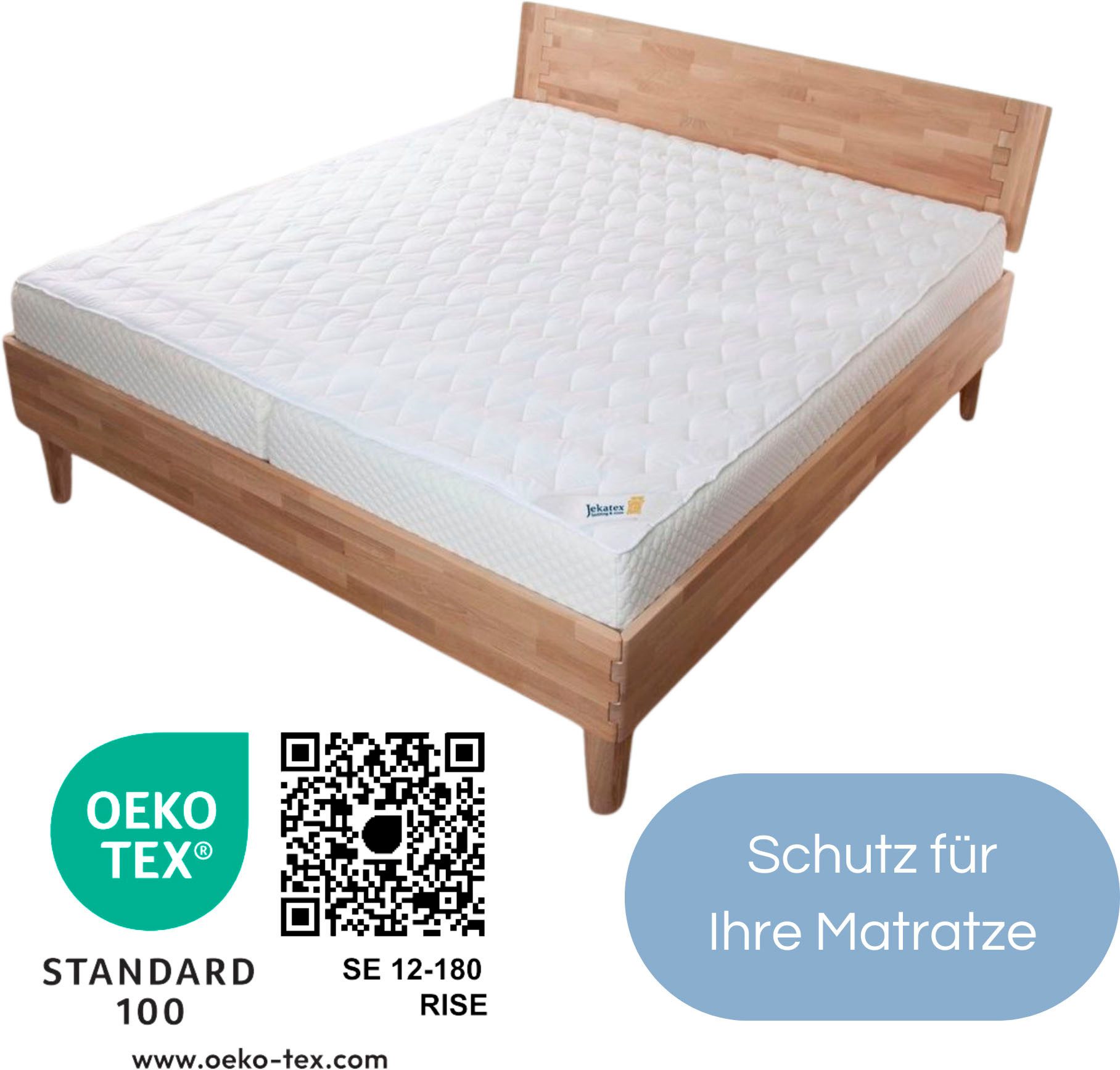 Matratzenauflage Aloe Vera Jekatex, Auflage 90x200 cm für Matratze mit Aloe Vera veredelt.