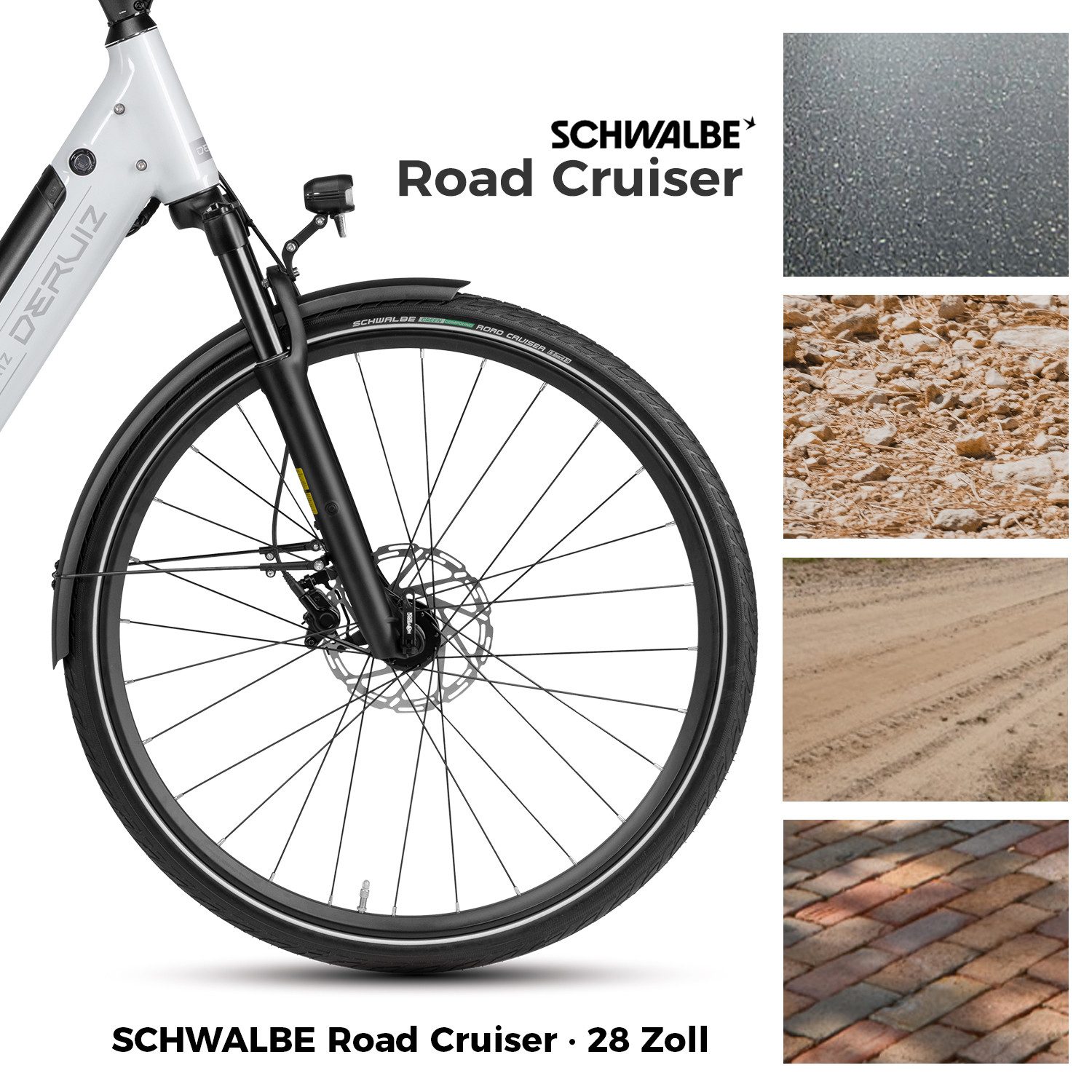 DERUIZ E-Bike Cityrad 28 Zoll, Quartz/SUV, 160 km, Drehmomentsensor, Bluetooth & APP, 8 Gang SHIMANO Altus RD-M310 Schaltwerk, Kettenschaltung, Heckmotor, 644 Wh, (Aluminium-Schutzbleche, 5 Stufen), nur 20kg, Federgabel mit Lockout, Elektrofahrrad für Damen und Herren