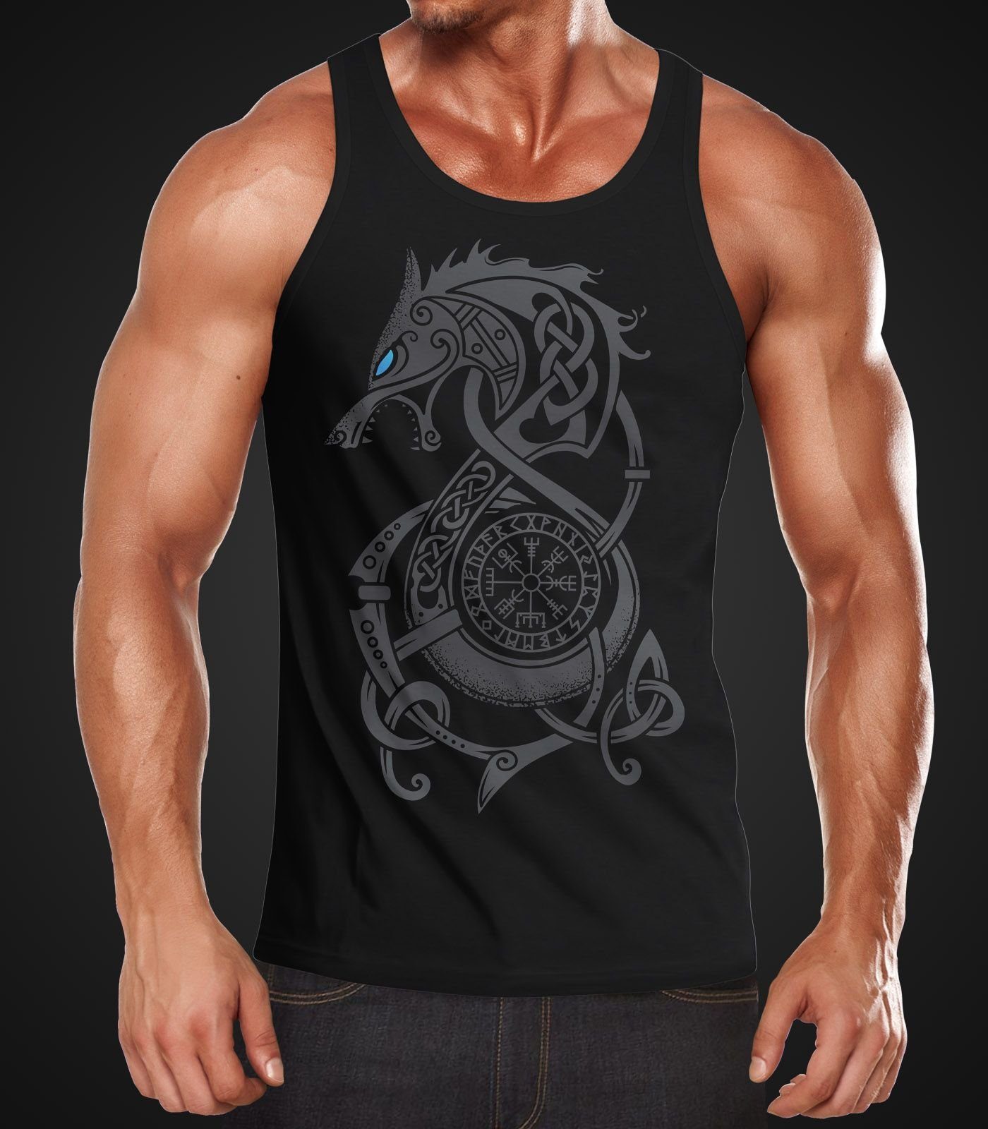 Neverless Tanktop Herren Tank-Top Fenrir Fenriswolf günstig online kaufen