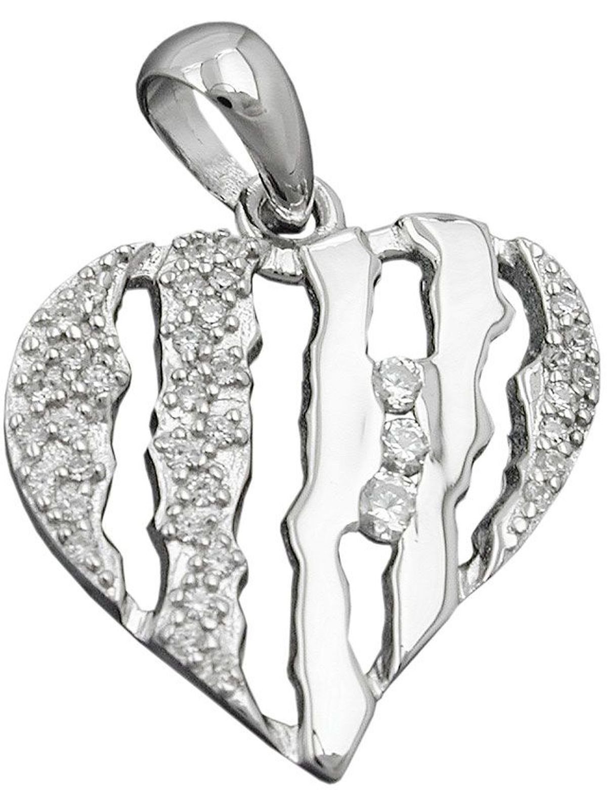 Gallay Herzanhänger 19x19mm Herz mit Zirkonias rhodiniert Silber 925 (Anhänger, 1-tlg)