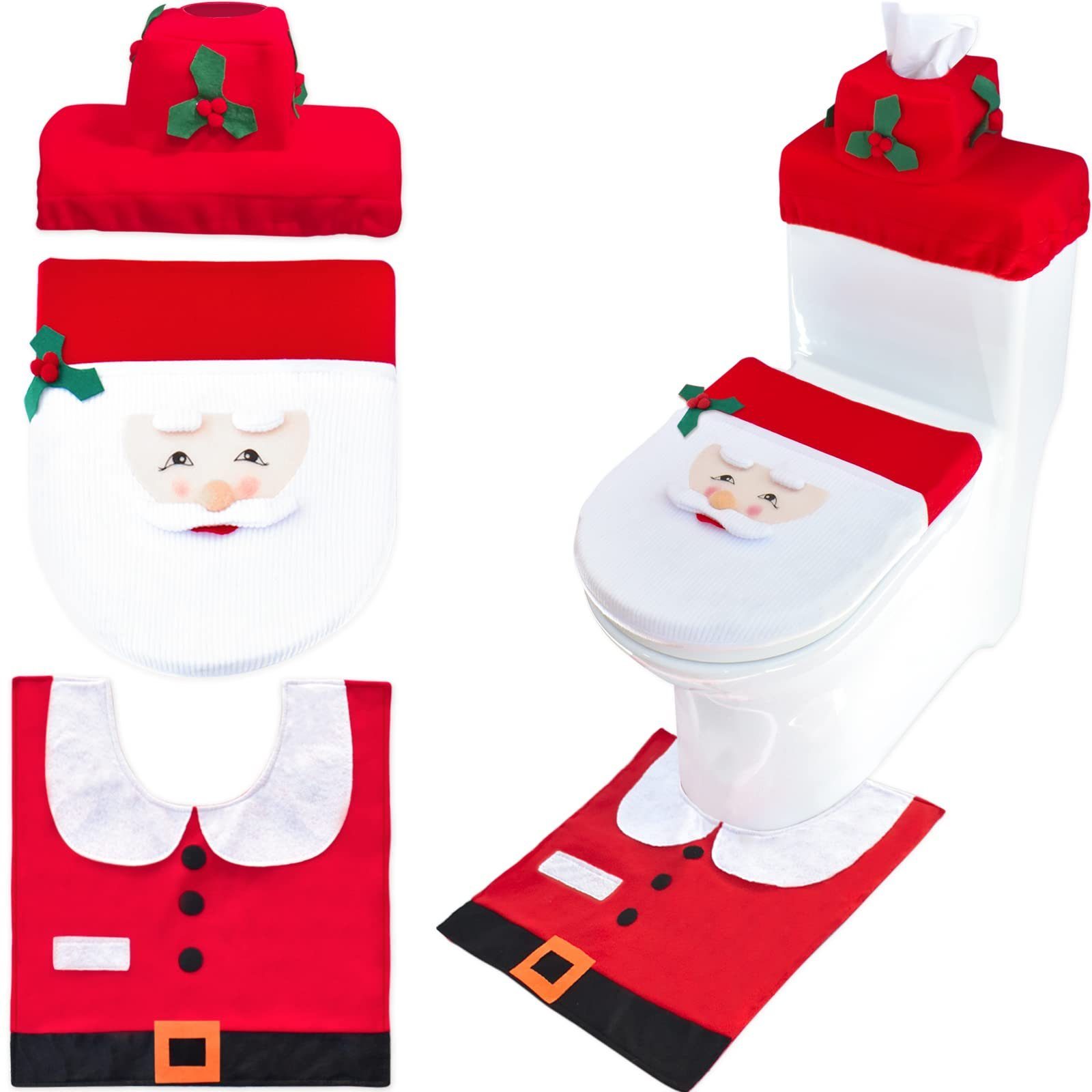 Coonoor WC-Deckelbezug Weihnachtsmann-WC-Sitzbezug-Set, 3-teilig günstig online kaufen