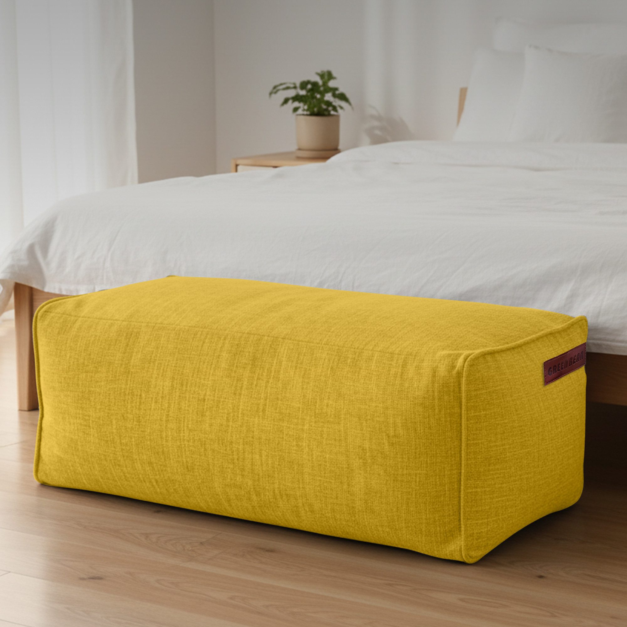 Green Bean Pouf Ottomane Linen (Indoor Sitzhocker Sitzkissen Fußhocker Relax-Sessel, Made in Germany), die ideale Ergänzung zum Sitzsack