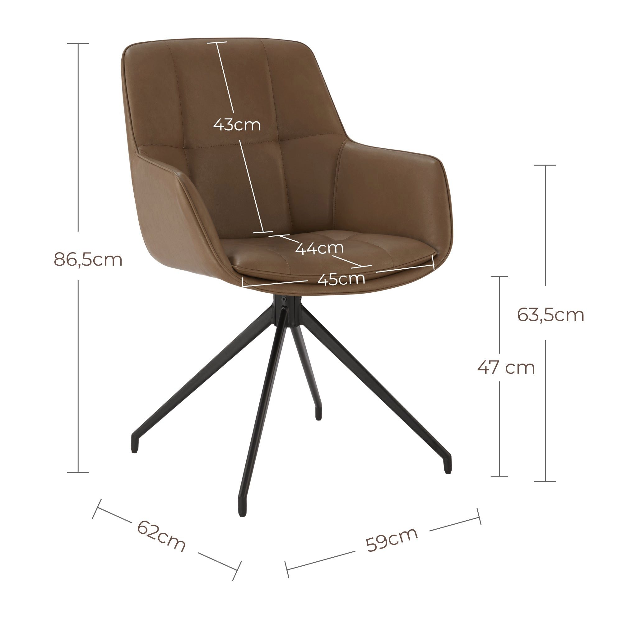 CHITA Polsterstuhl (Set, 2 St), Drehstuhl, Esszimmerstuhl, 360° drehbar, Verstellbare Füße, Kunstleder