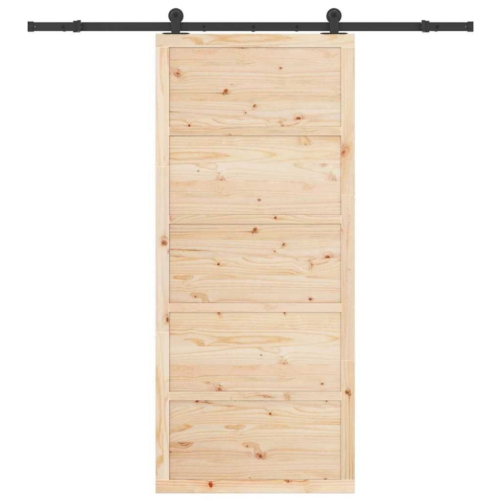 vidaXL Schiebetür Schiebetür Natur 90 x 208 cm Massives Kiefernholz (1-St)