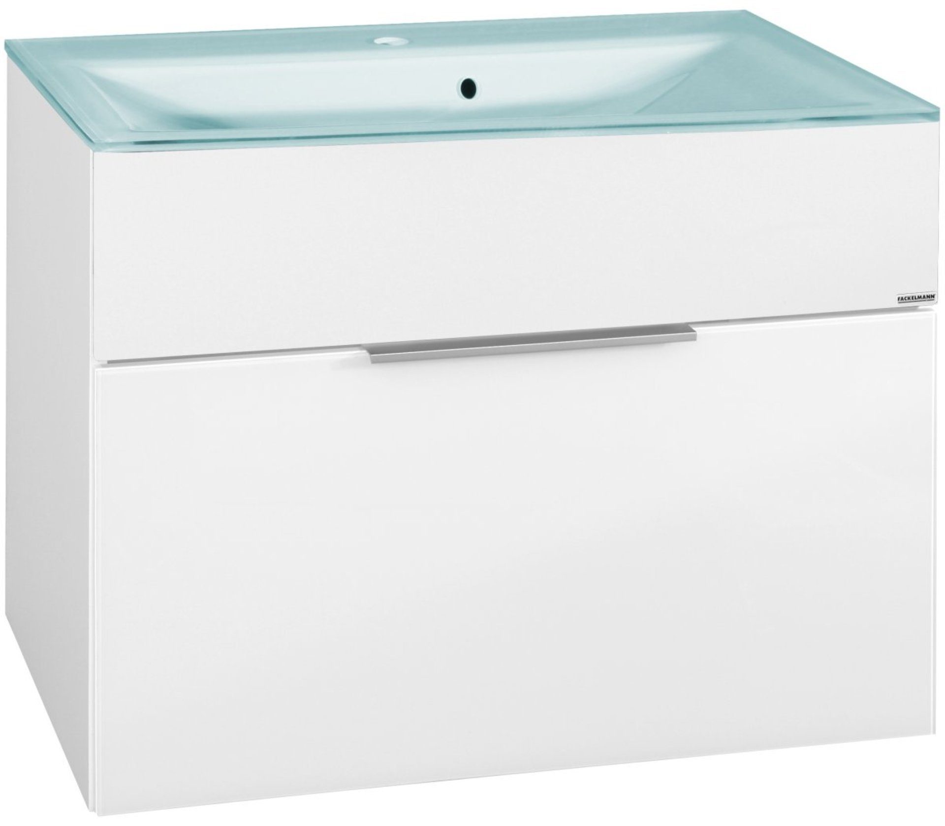 Badmöbel-Set KARA Badmöbel Set 2-teilig, 80 cm, Weiß, Glas Mint, 1 Schublade