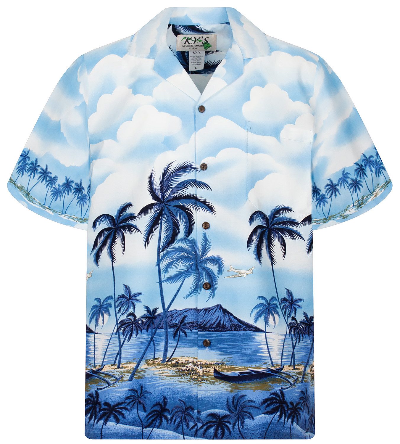 KY's Hawaiihemd Palmbeach Original Hawaiihemd mit 100% Kokosnuss-Knöpfen günstig online kaufen