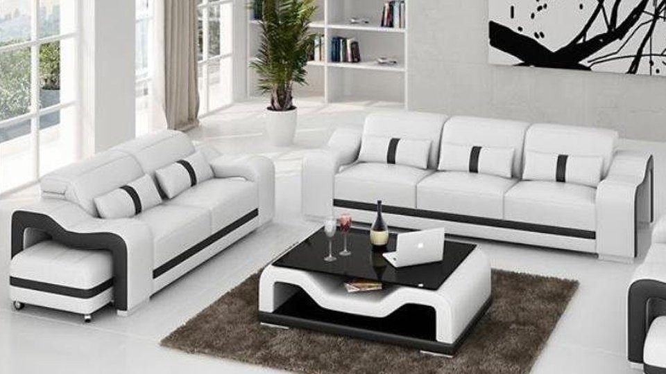 Design Couch 3+2 Sofa Polster in Europe JVmoebel Sitzer, Modern Leder Sofagarnitur Sofas Made