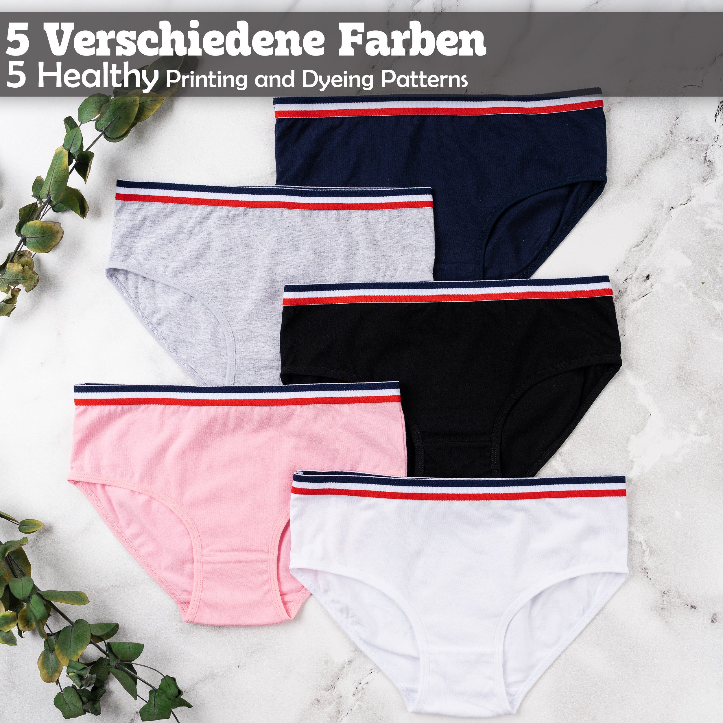 LOREZA Slip 10er Set Mädchen Slips - Streifen - Bunt (Spar-Packung, 10-St)