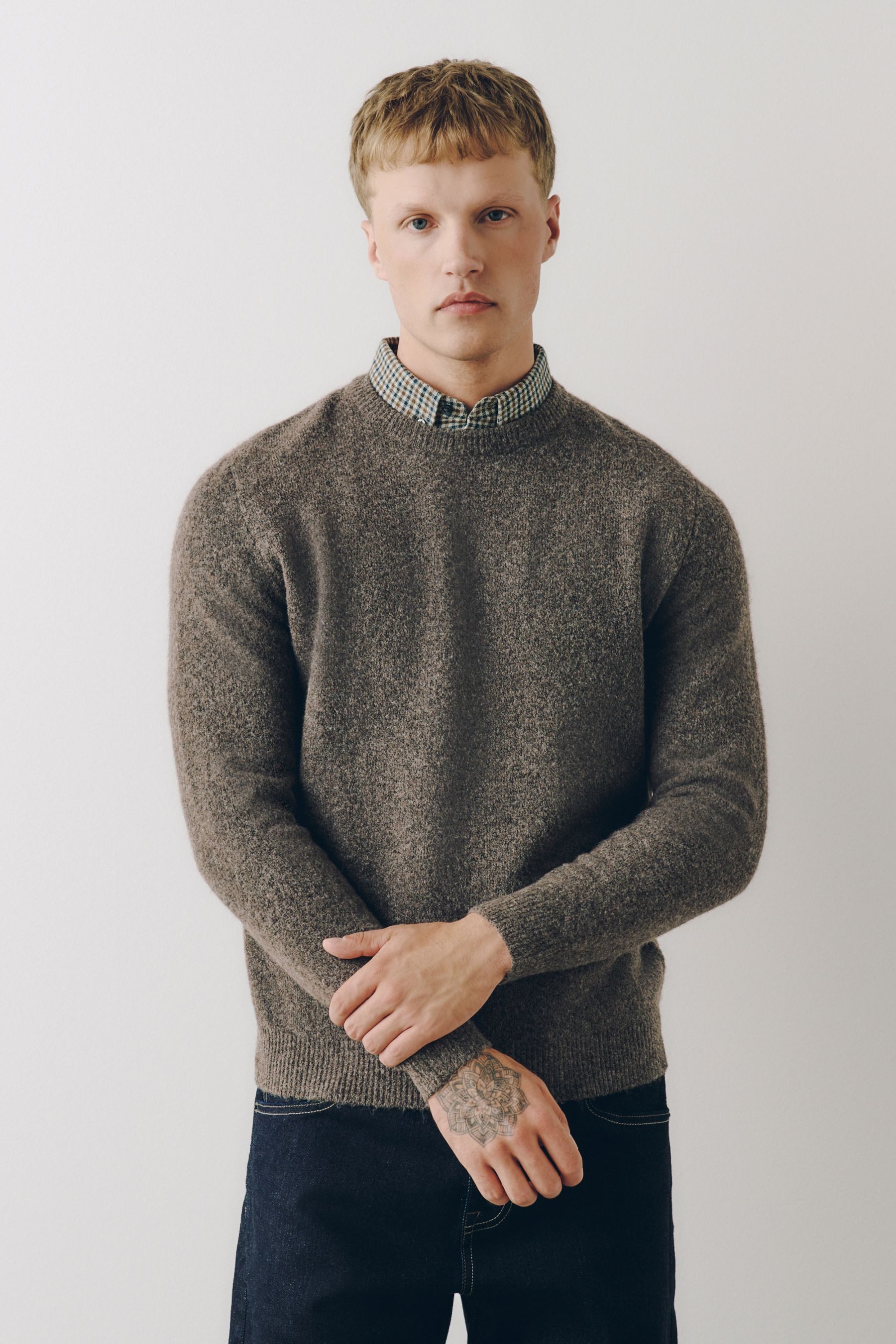 Next 2-in-1-Pullover Kuschelpullover im Lagenlook mit Hemdeinsatz (1-tlg)